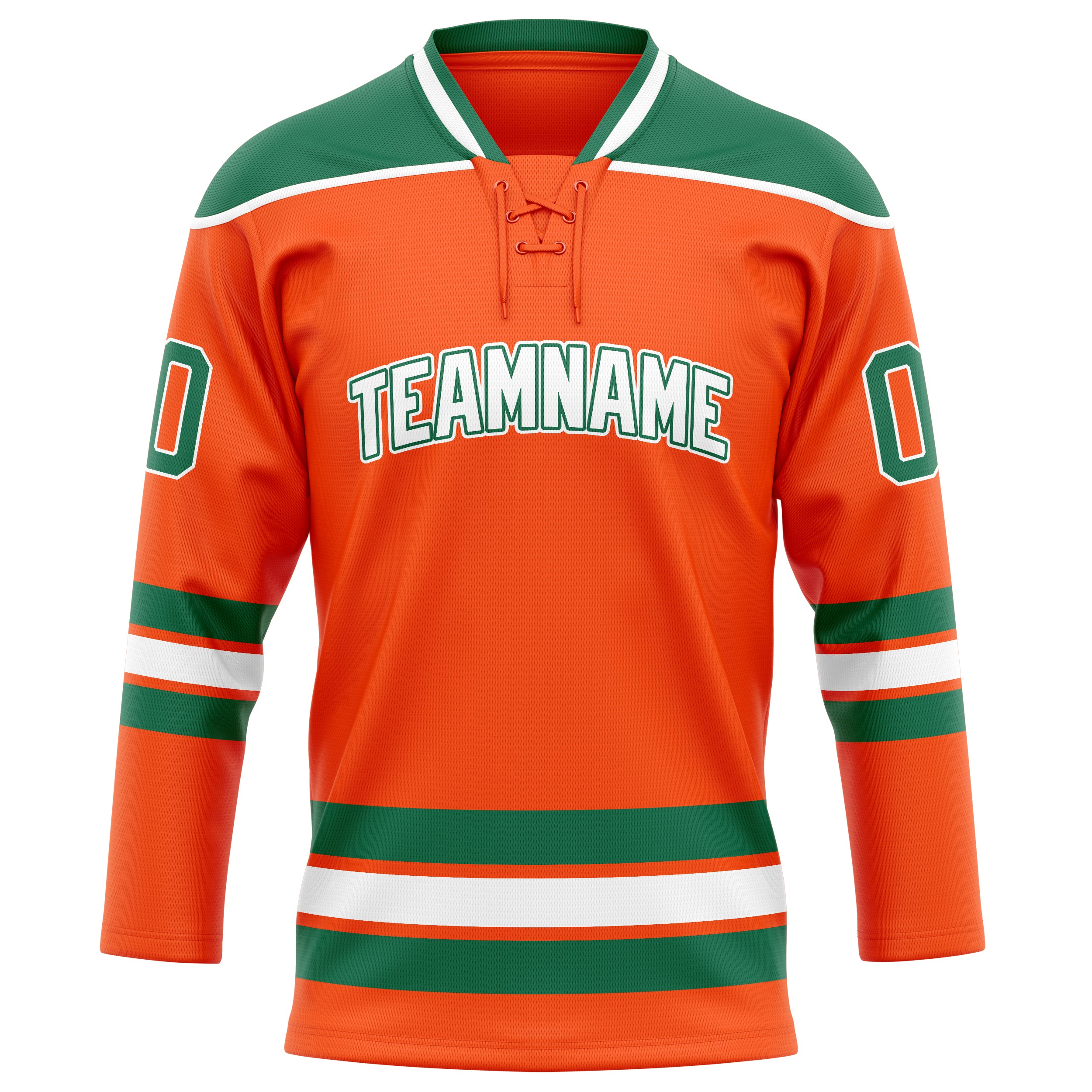 Maillot de hockey personnalisé orange et vert Kelly uni