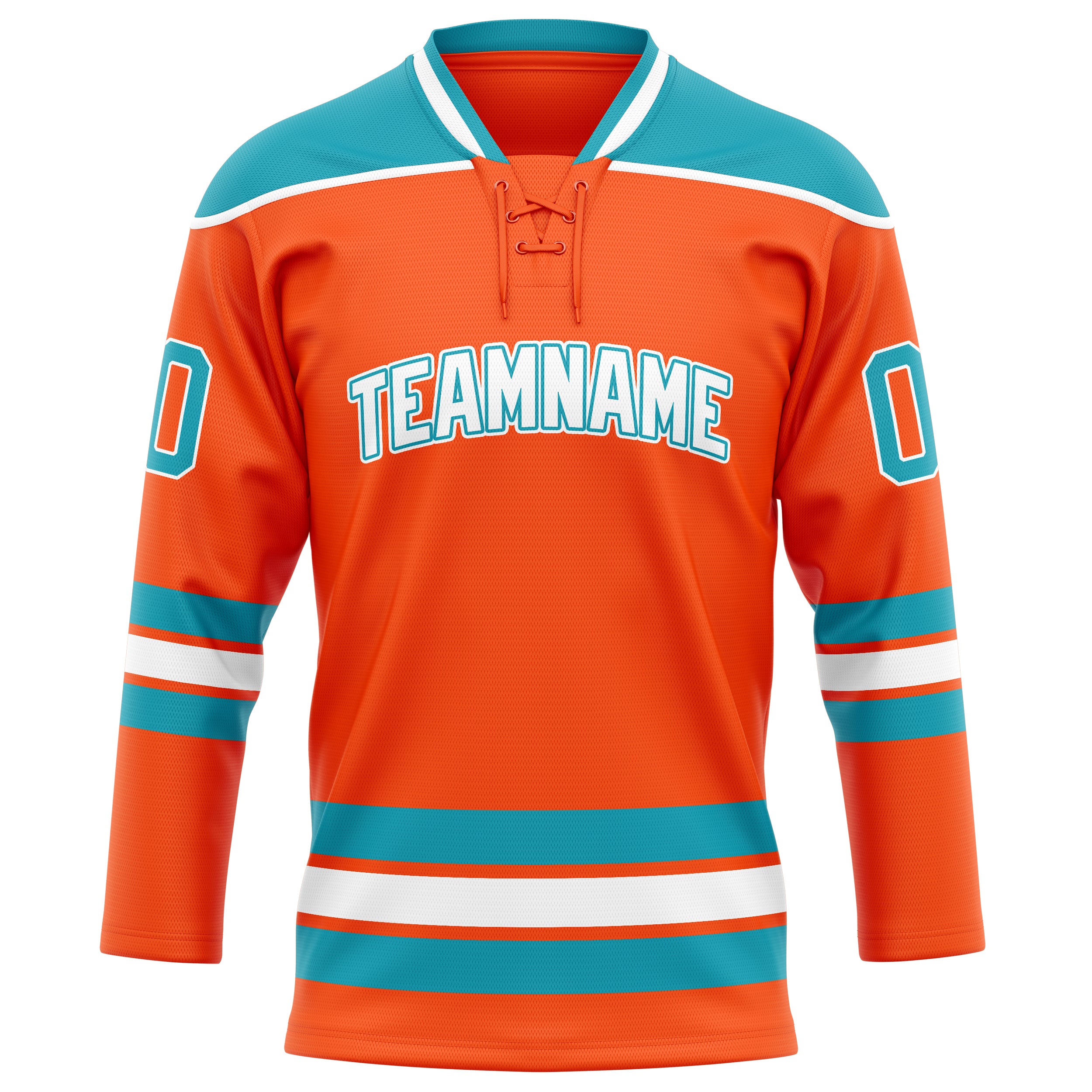 Maillot de hockey personnalisé orange et turquoise uni