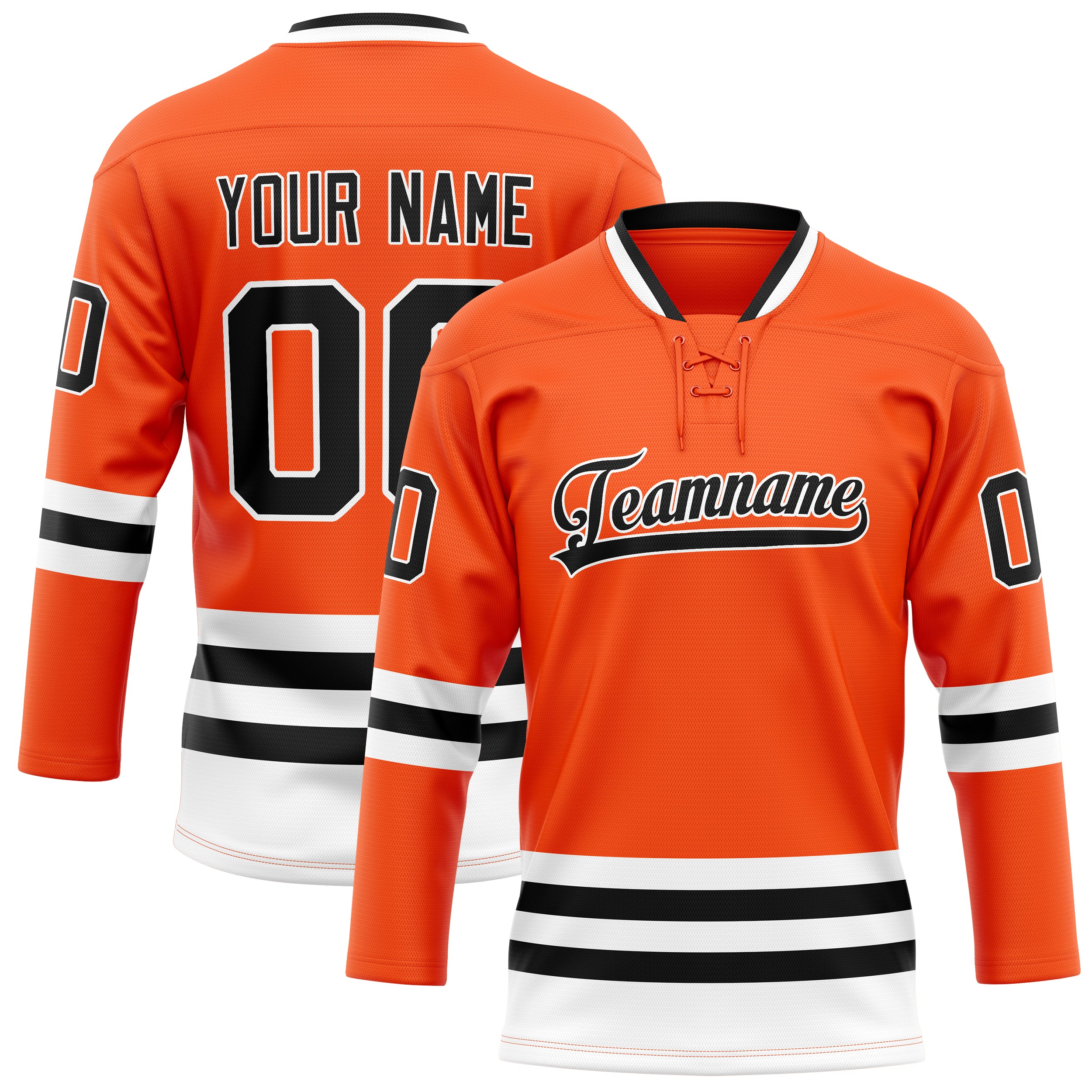 Maillot de hockey personnalisé orange et noir uni