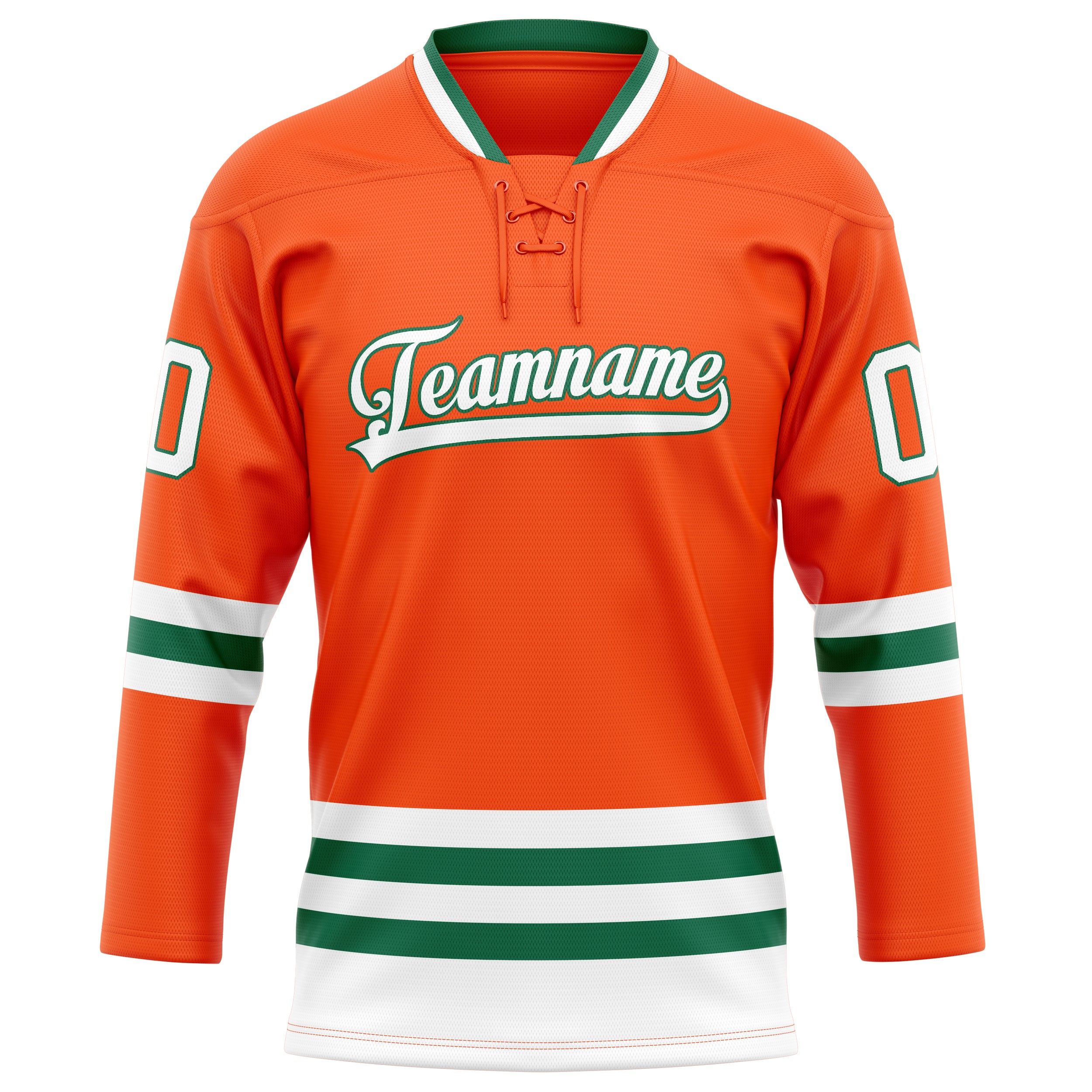 Maillot de hockey personnalisé orange et vert Kelly uni