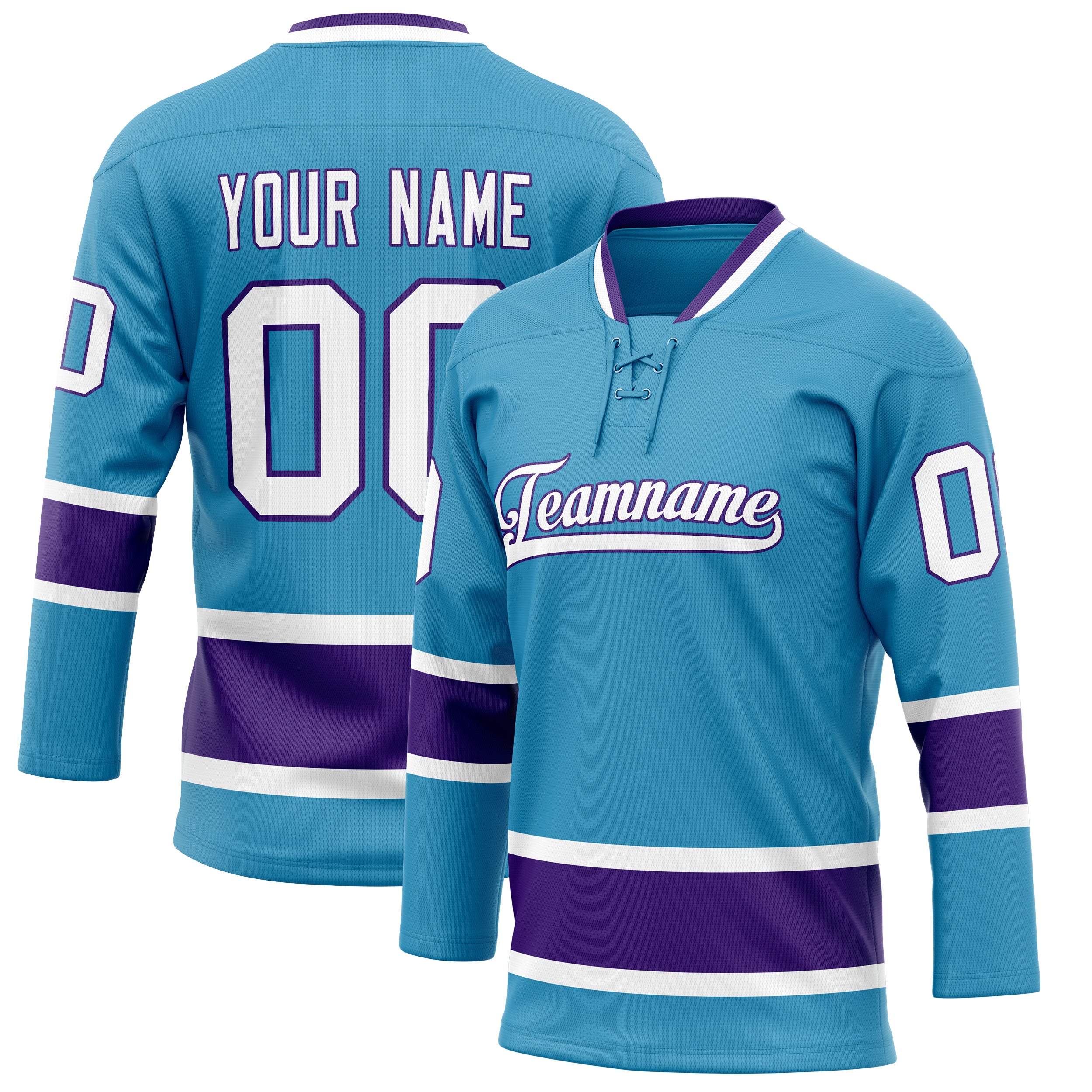 Maillot de hockey personnalisé Panther bleu et violet uni