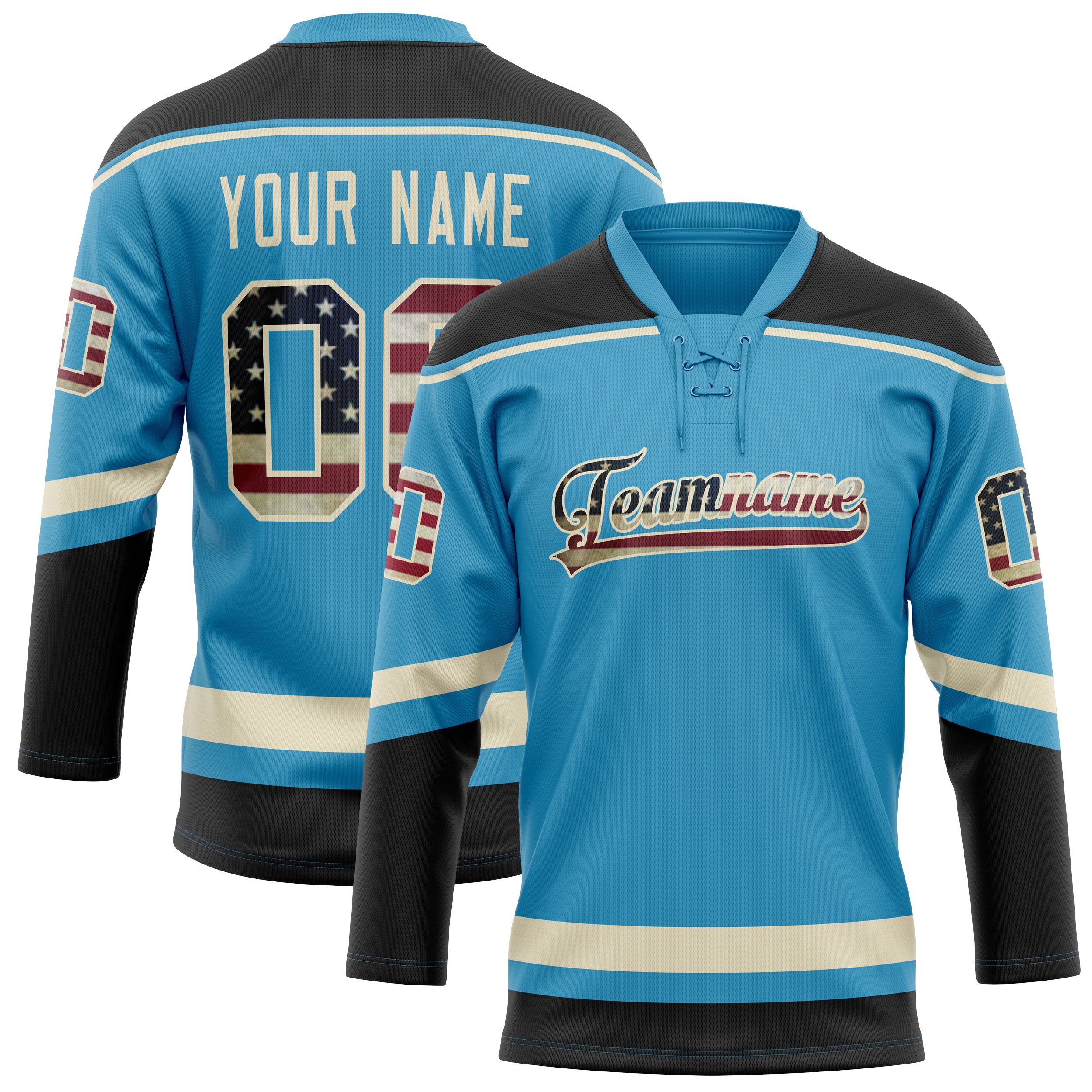 Maillot de hockey personnalisé Panther bleu et noir uni
