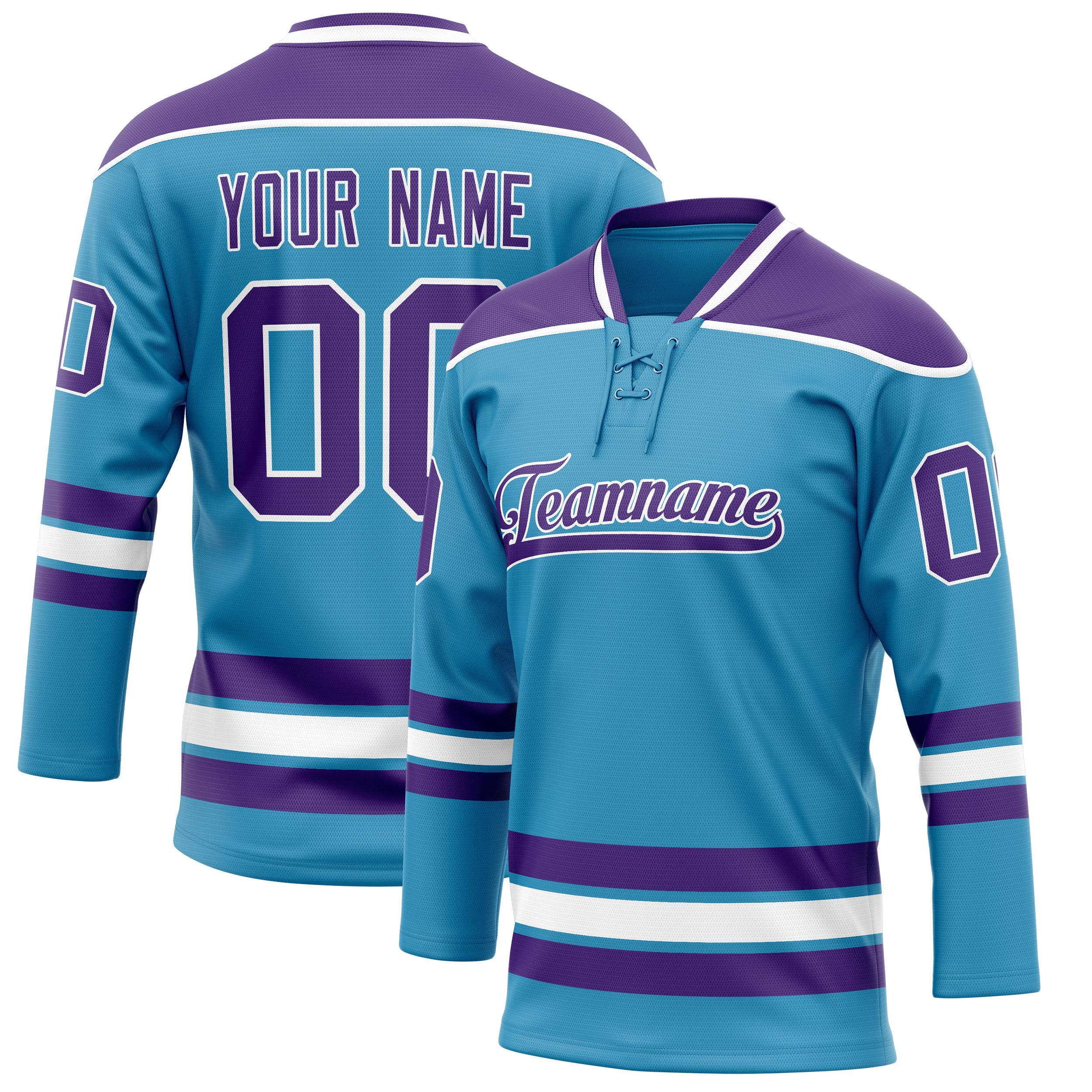 Maillot de hockey personnalisé Panther bleu et violet uni