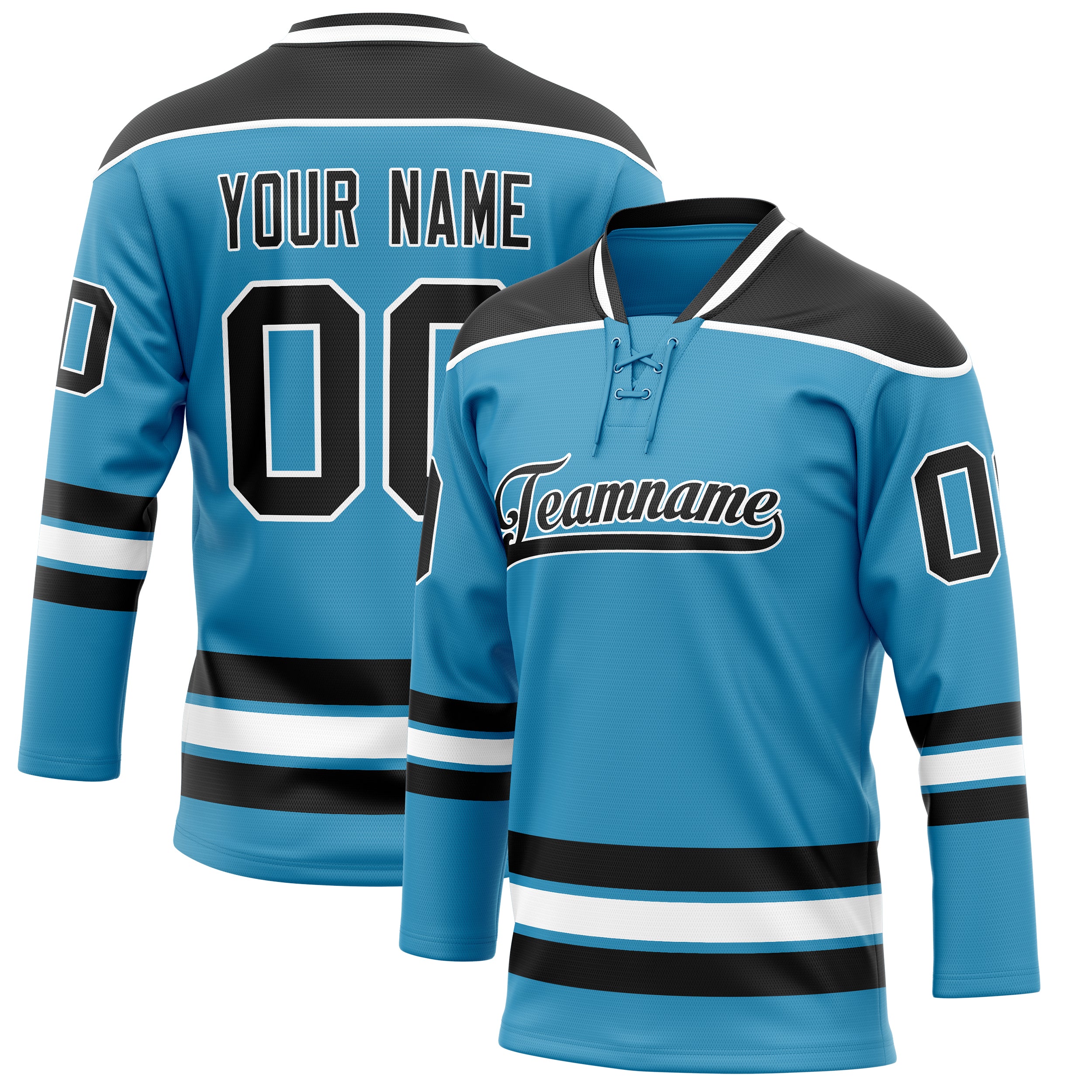 Maillot de hockey personnalisé Panther bleu et noir uni