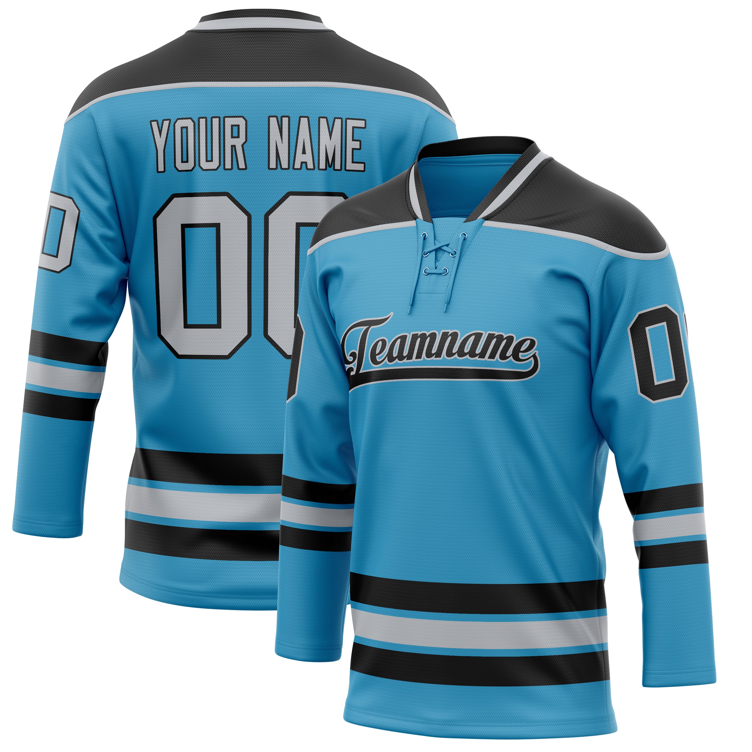 Maillot de hockey personnalisé Panther bleu et noir uni