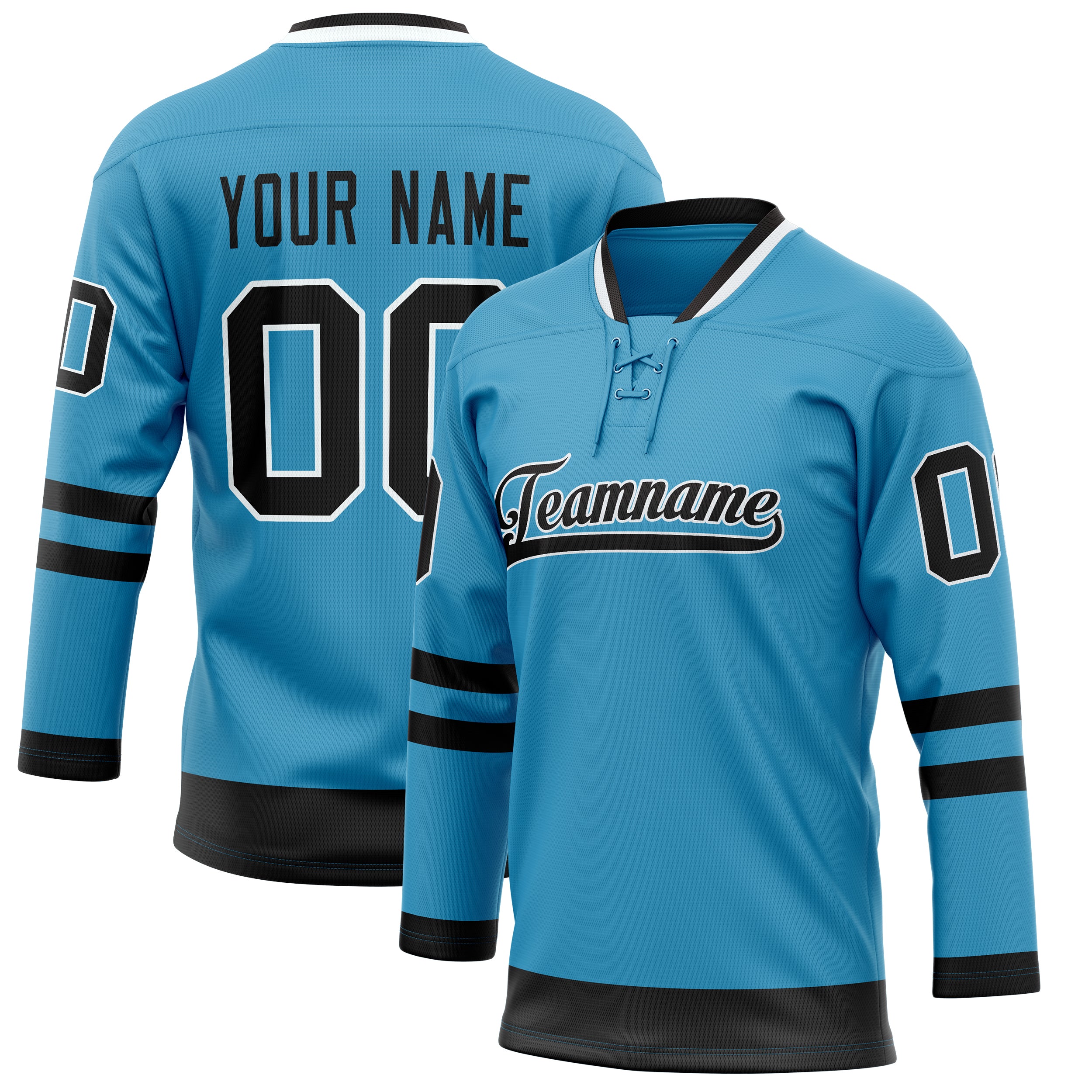 Maillot de hockey personnalisé Panther bleu et noir uni