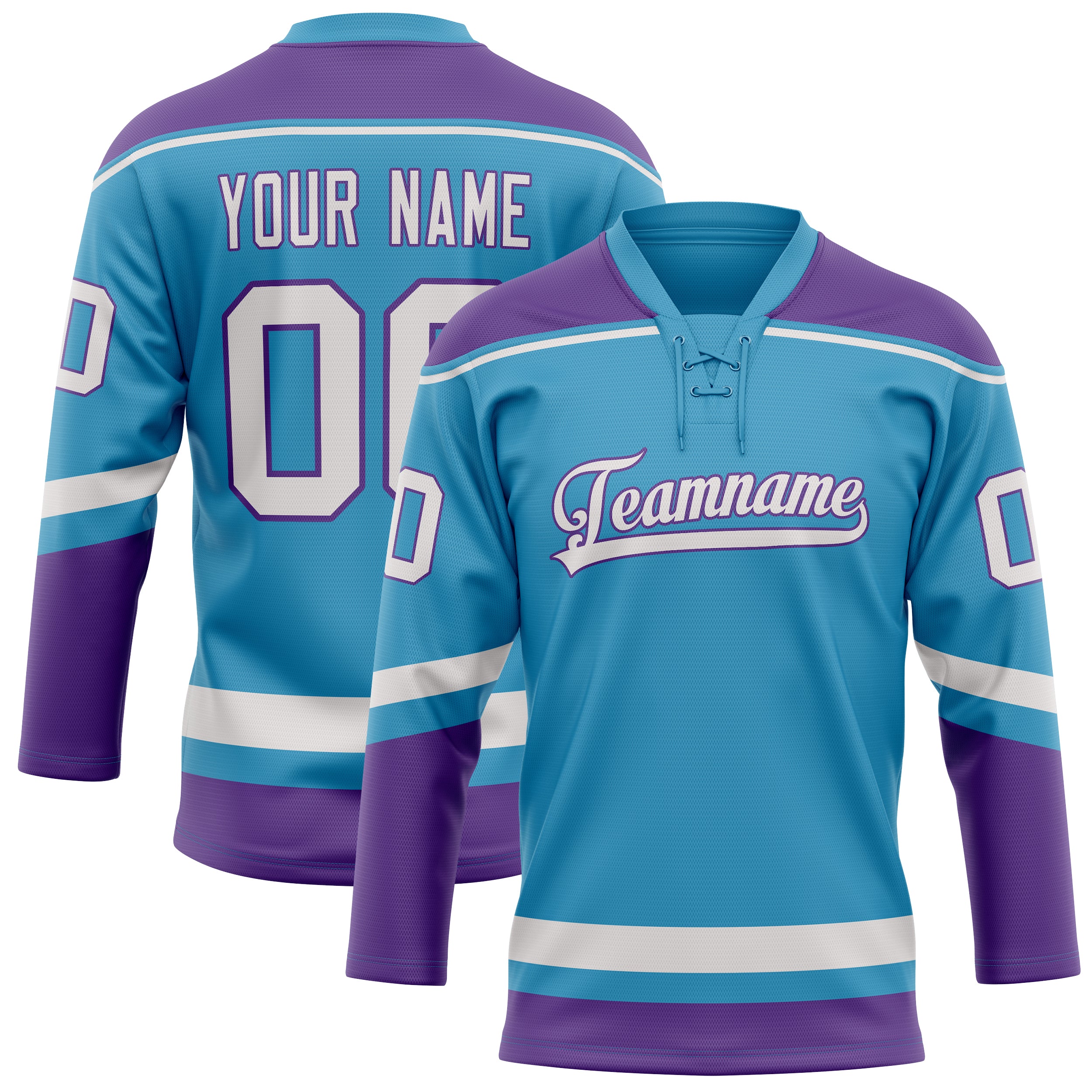 Maillot de hockey personnalisé Panther bleu et violet uni