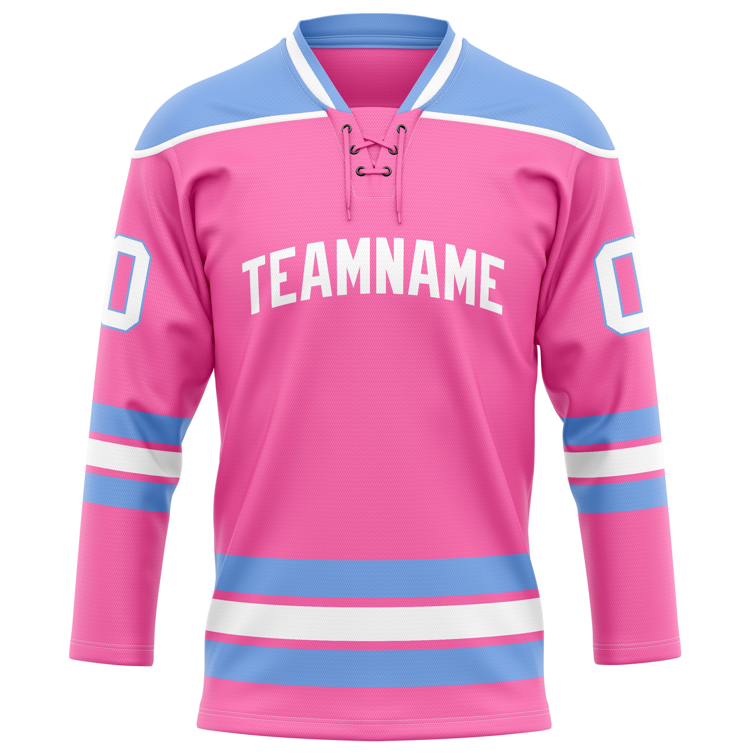 Maillot de hockey personnalisé rose et bleu clair uni