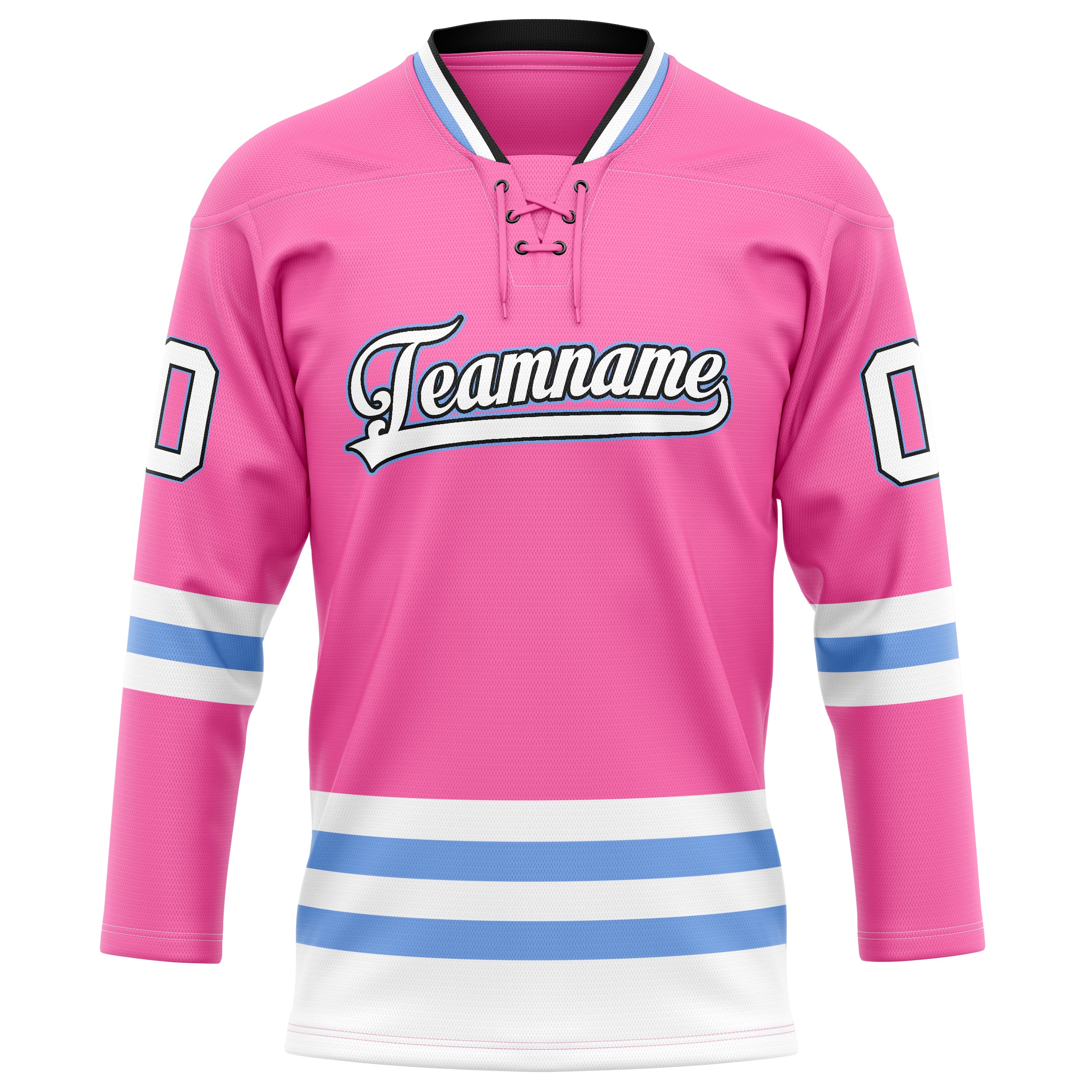 Maillot de hockey personnalisé rose et bleu clair uni