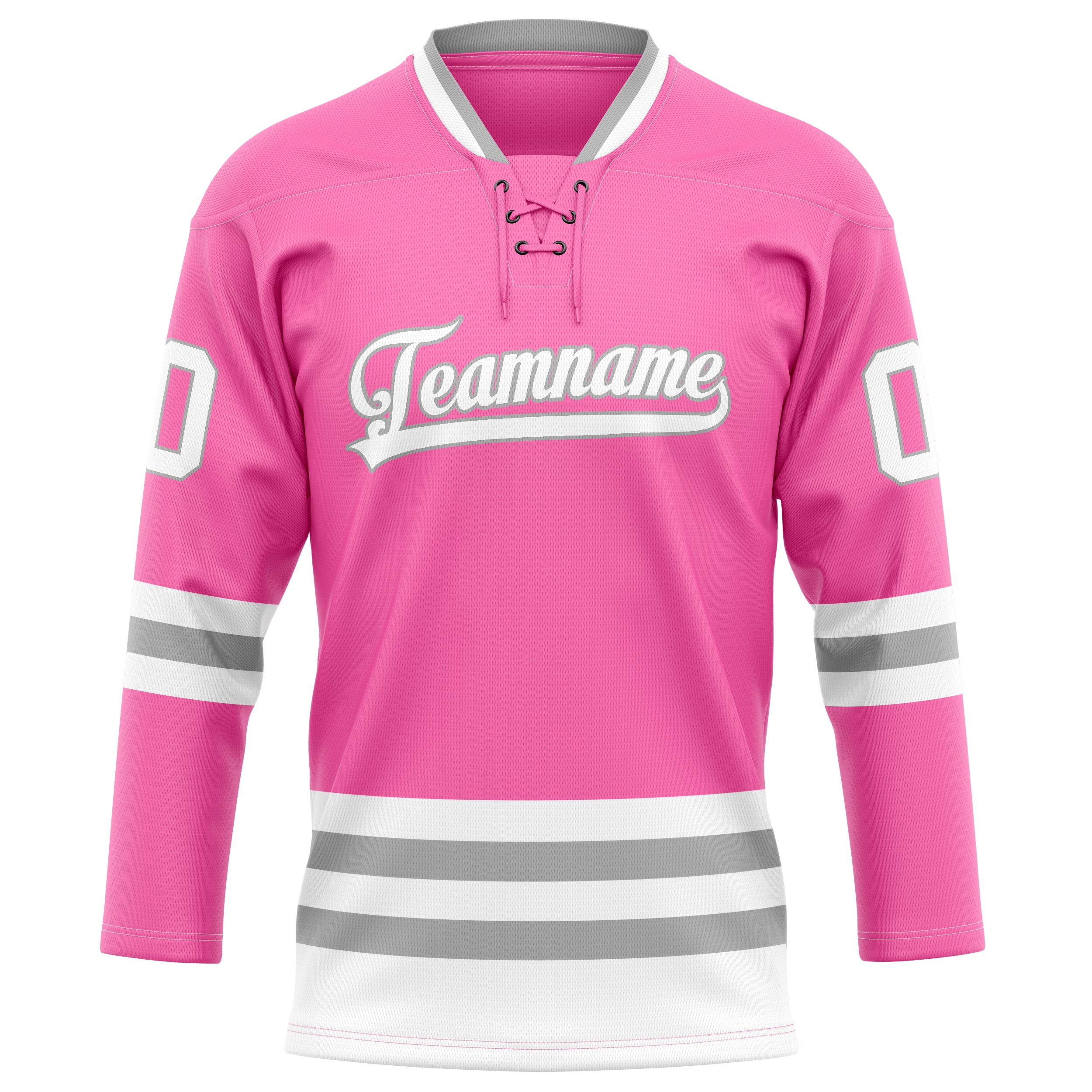 Maillot de hockey personnalisé rose et gris uni