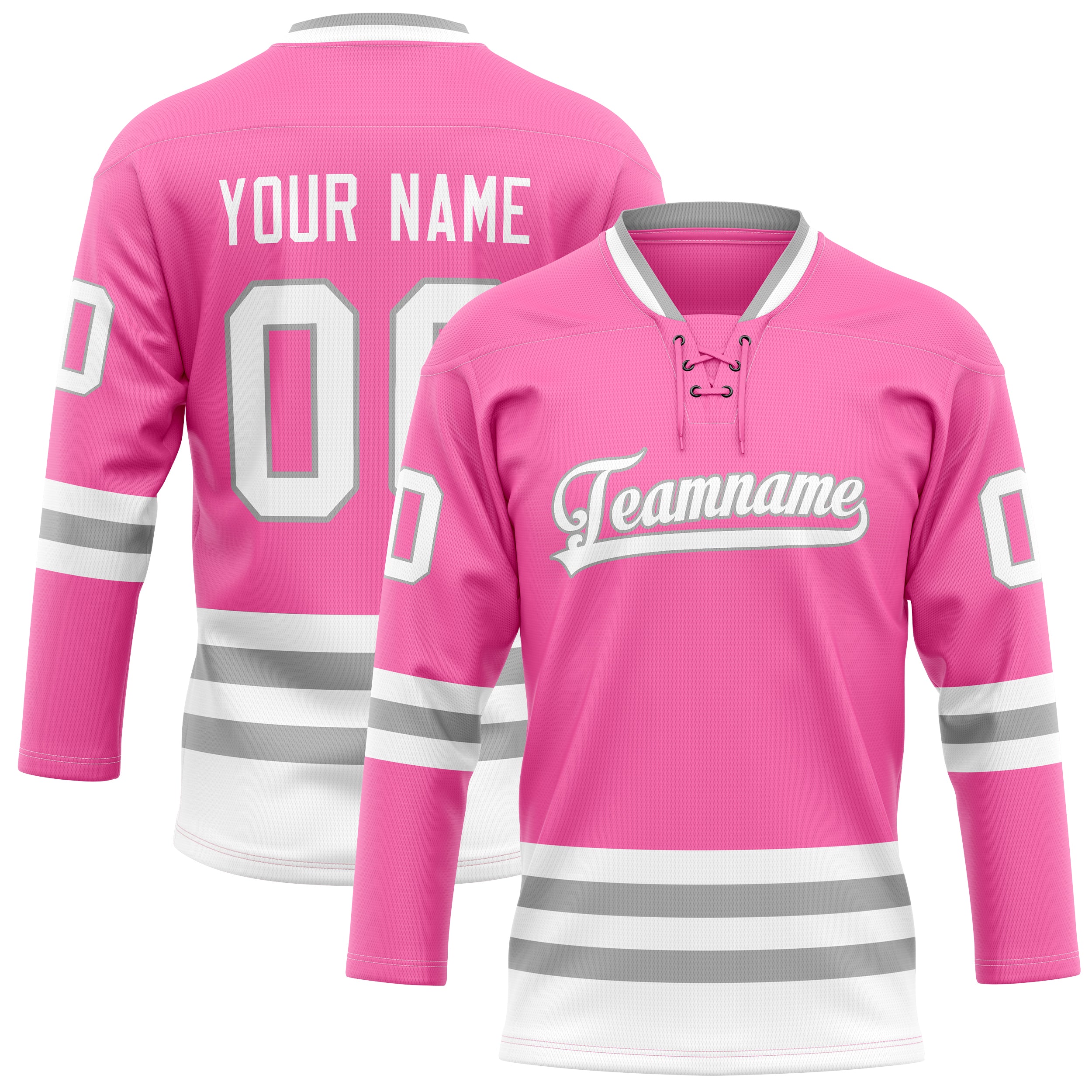 Maillot de hockey personnalisé rose et gris uni