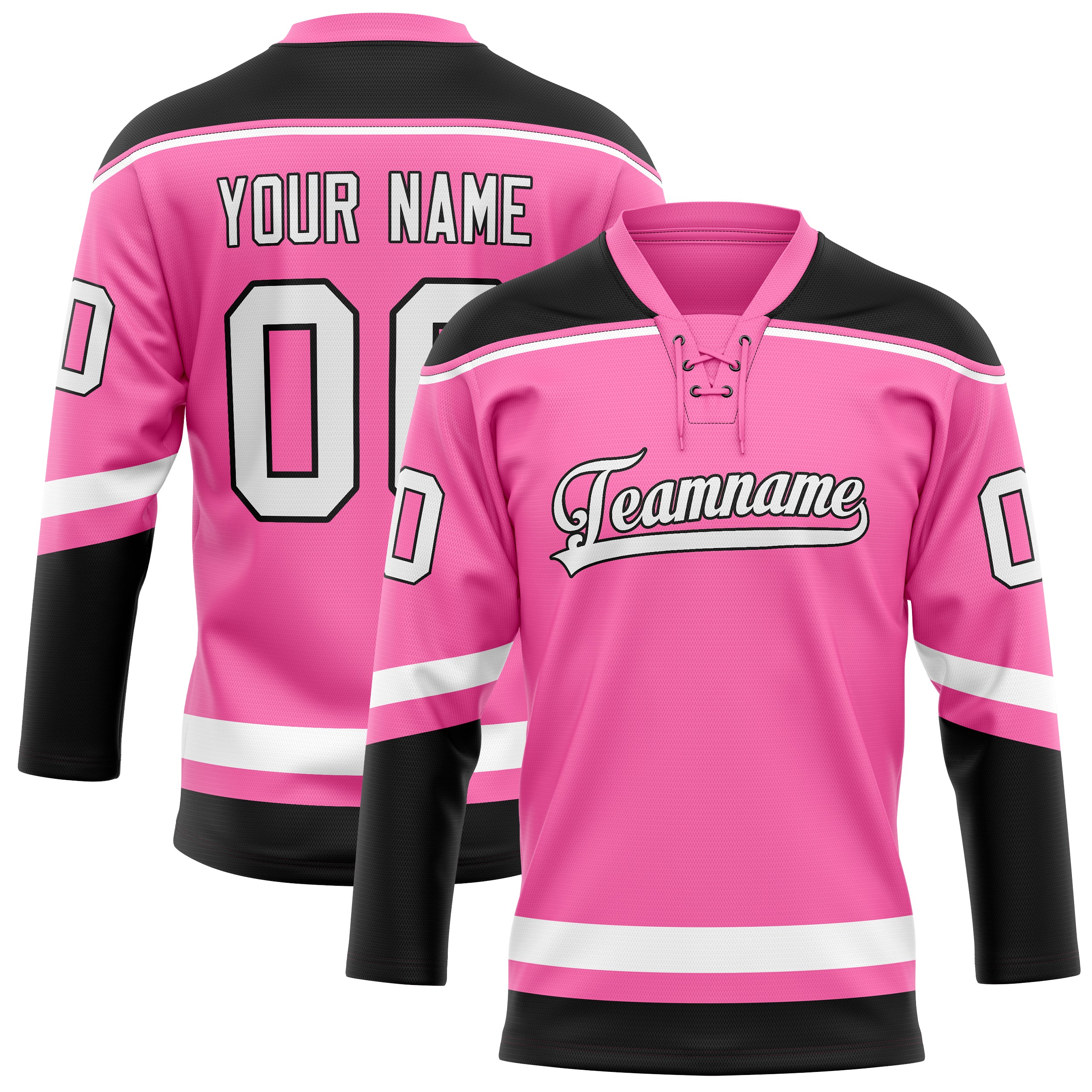 Maillot de hockey personnalisé rose et noir uni