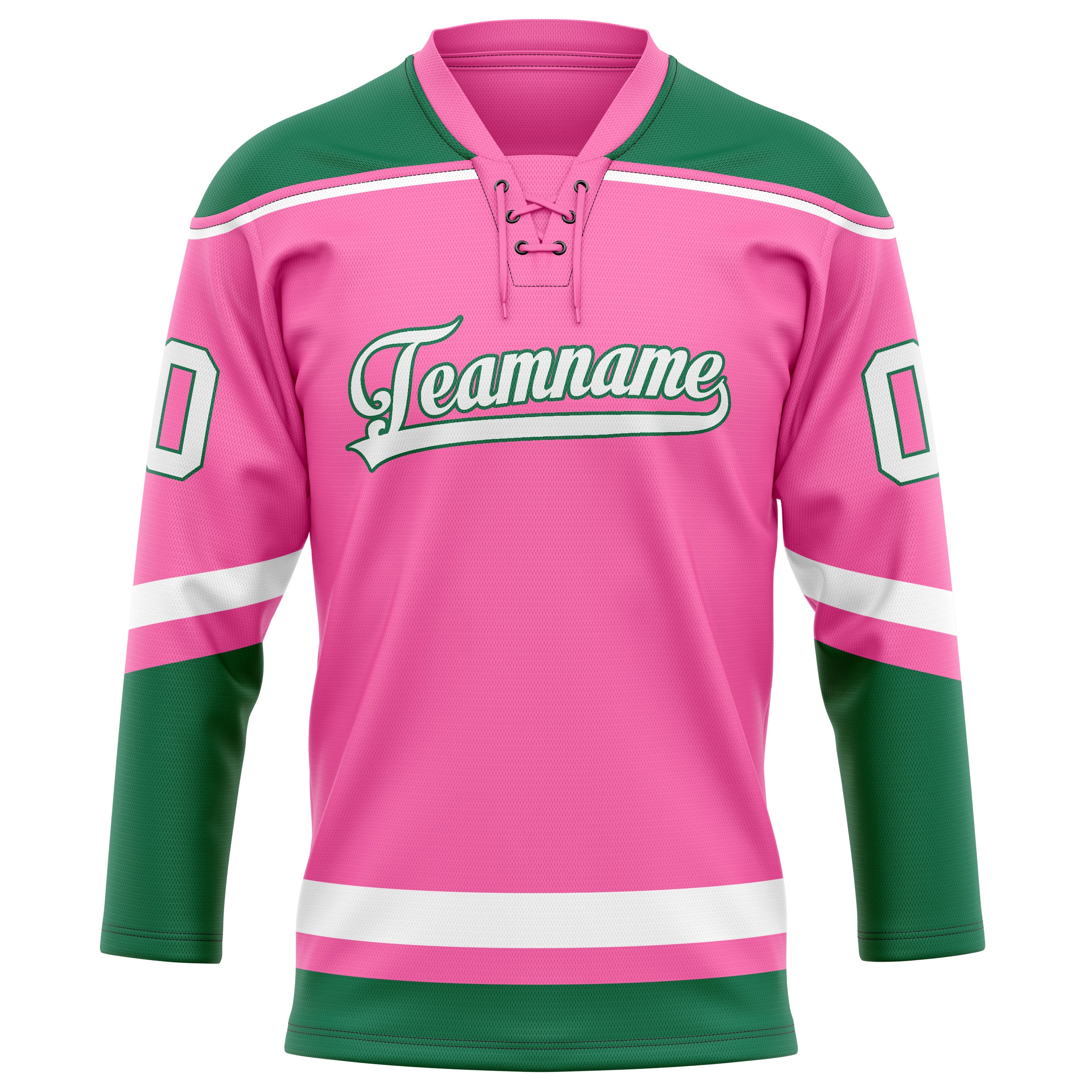 Maillot de hockey personnalisé rose et vert Kelly uni