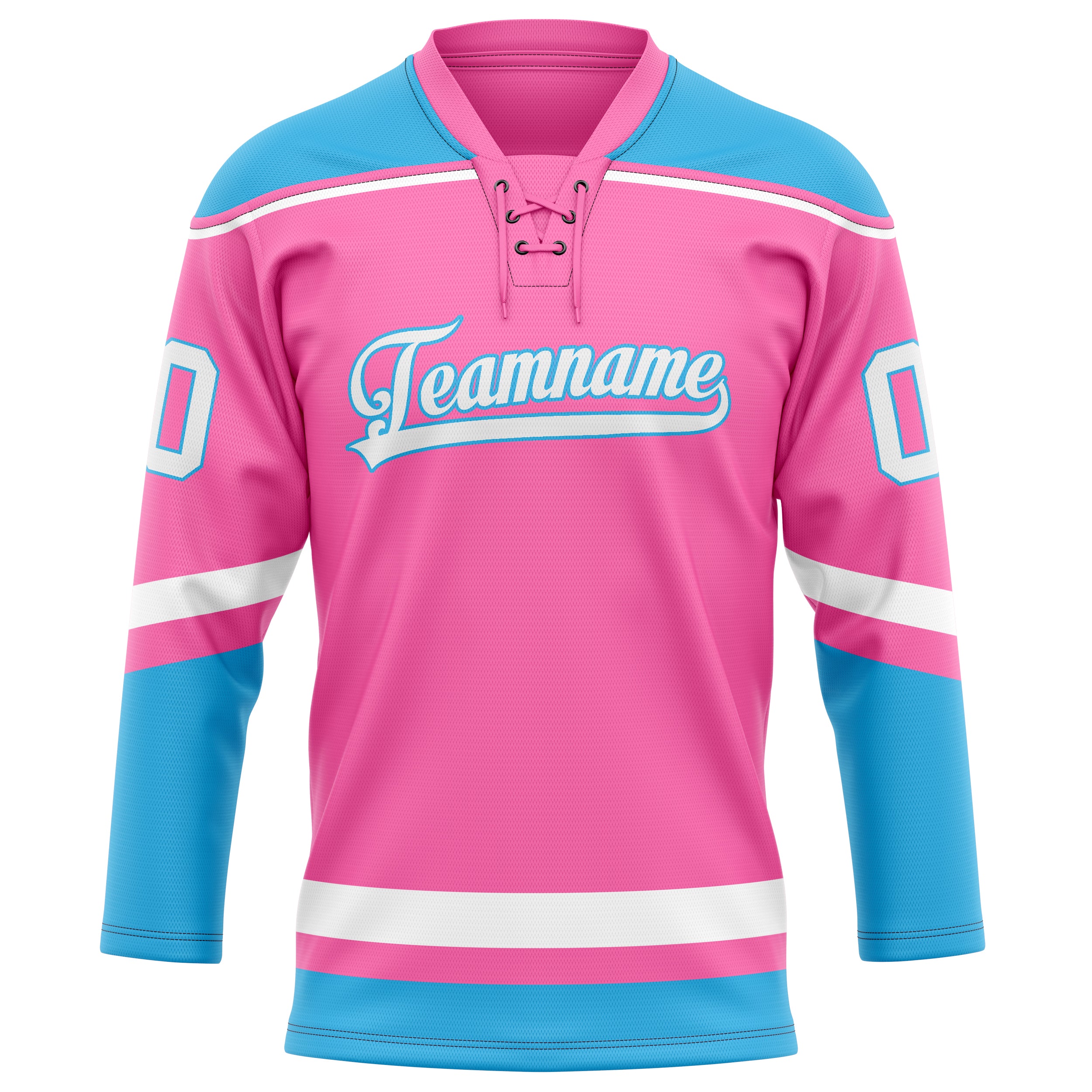 Maillot de hockey personnalisé rose et bleu uni