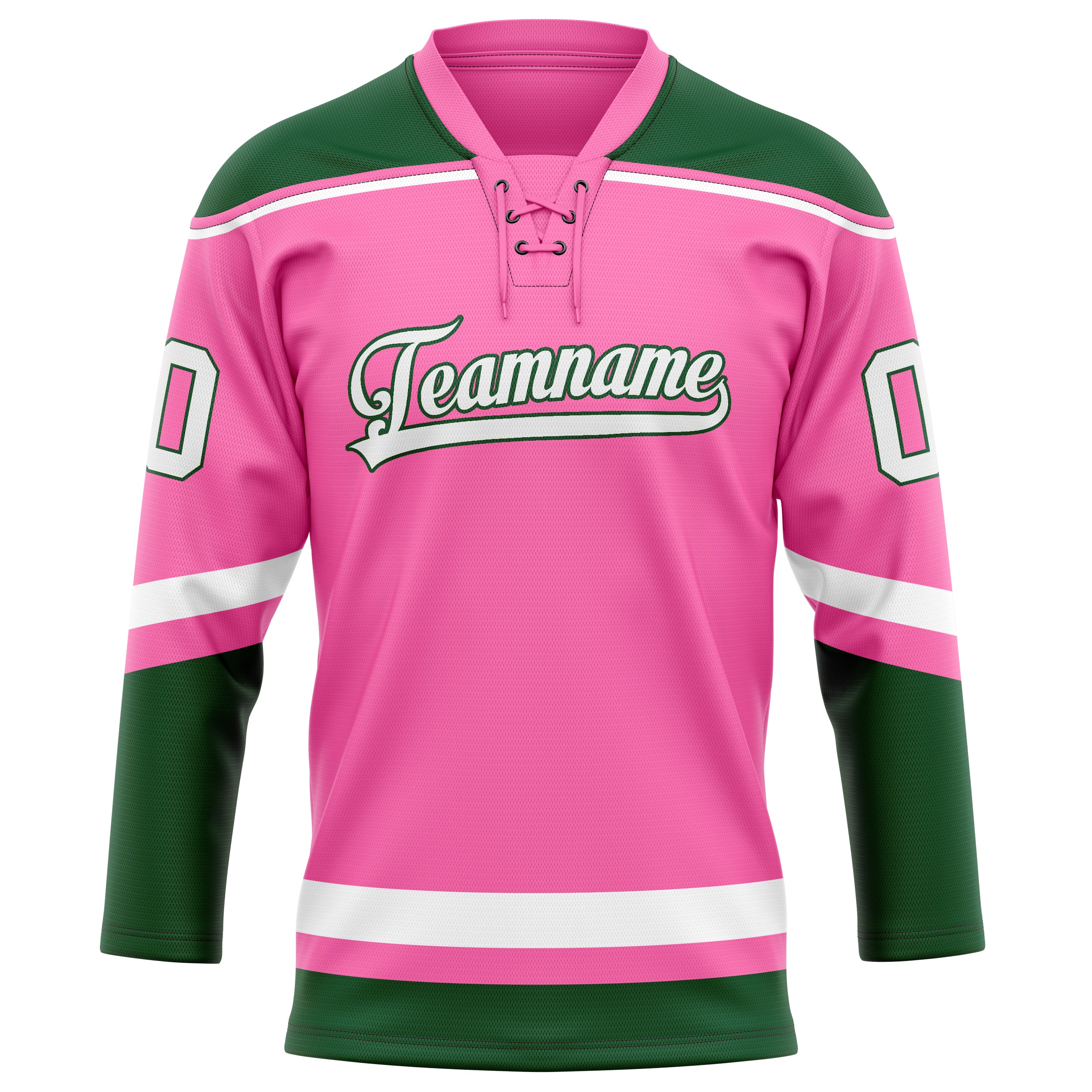 Maillot de hockey personnalisé rose et vert Kelly uni