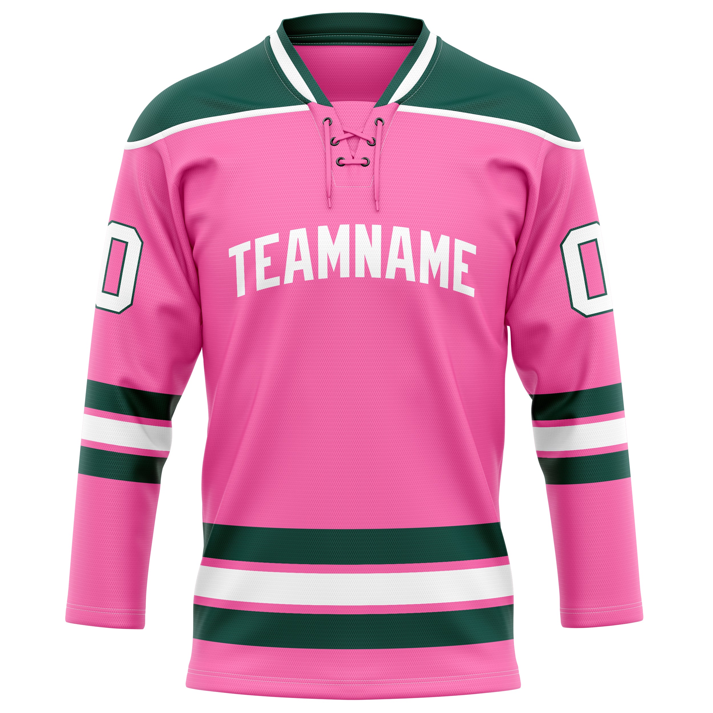 Maillot de hockey personnalisé rose et vert Kelly uni
