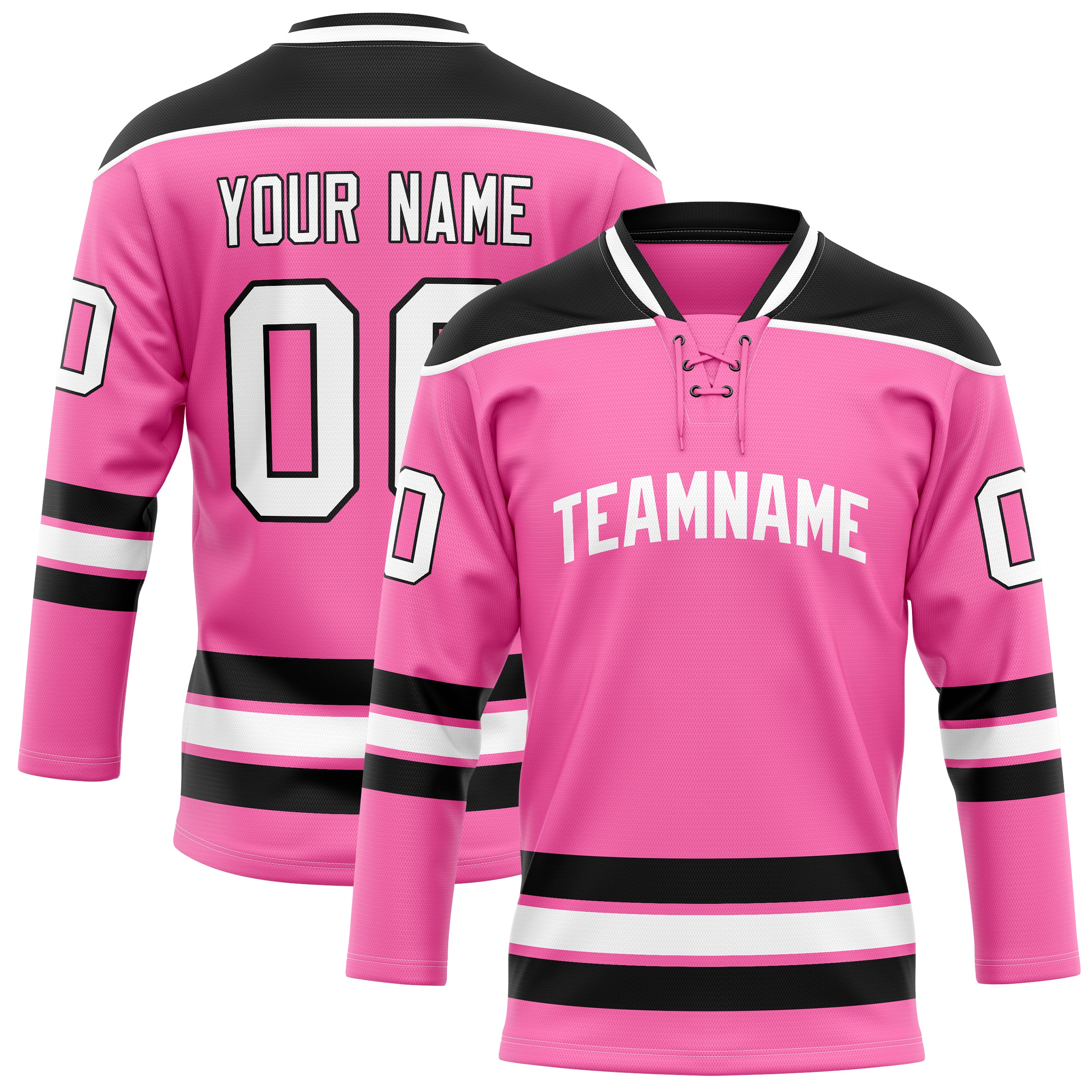 Maillot de hockey personnalisé rose et noir uni