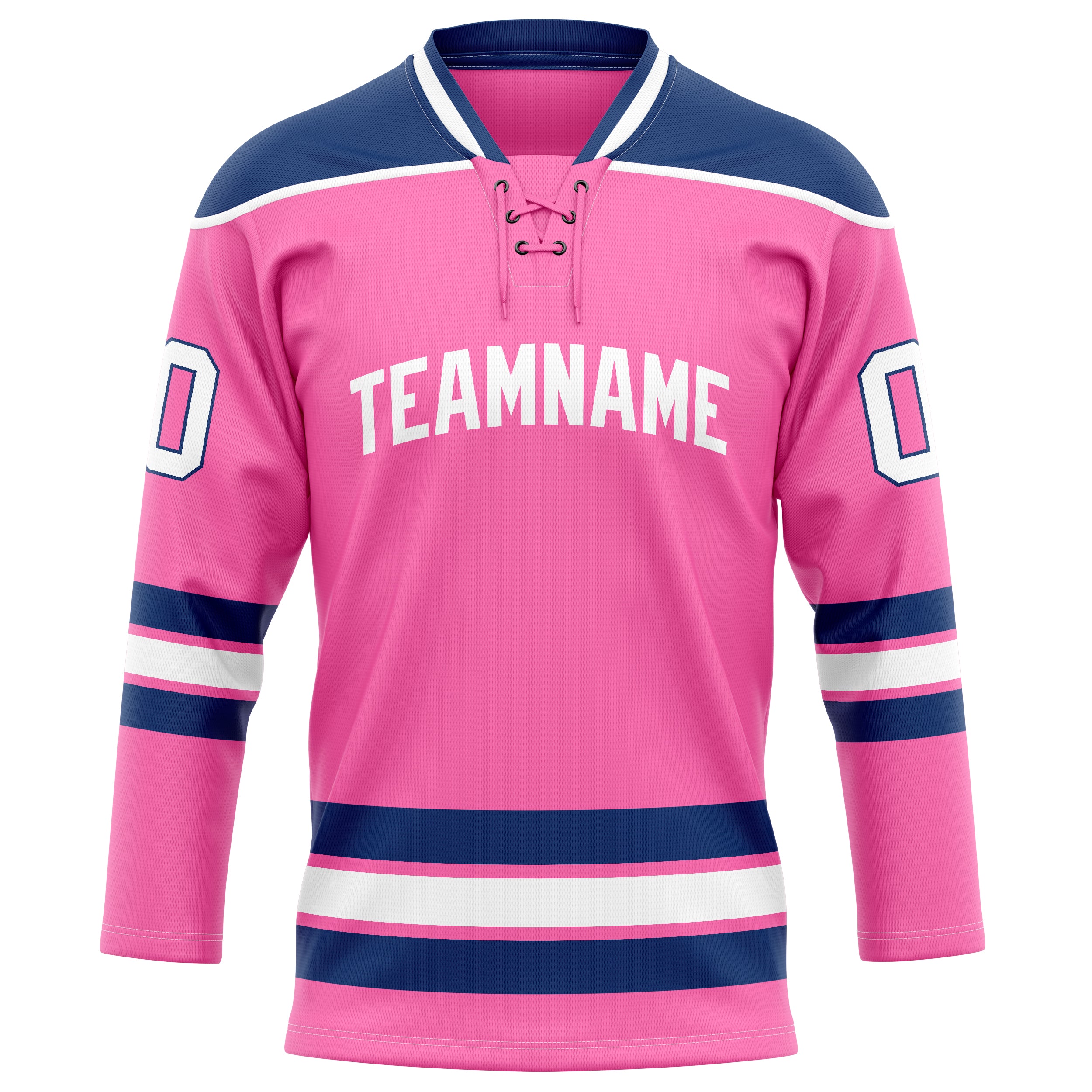 Maillot de hockey personnalisé rose et marine uni