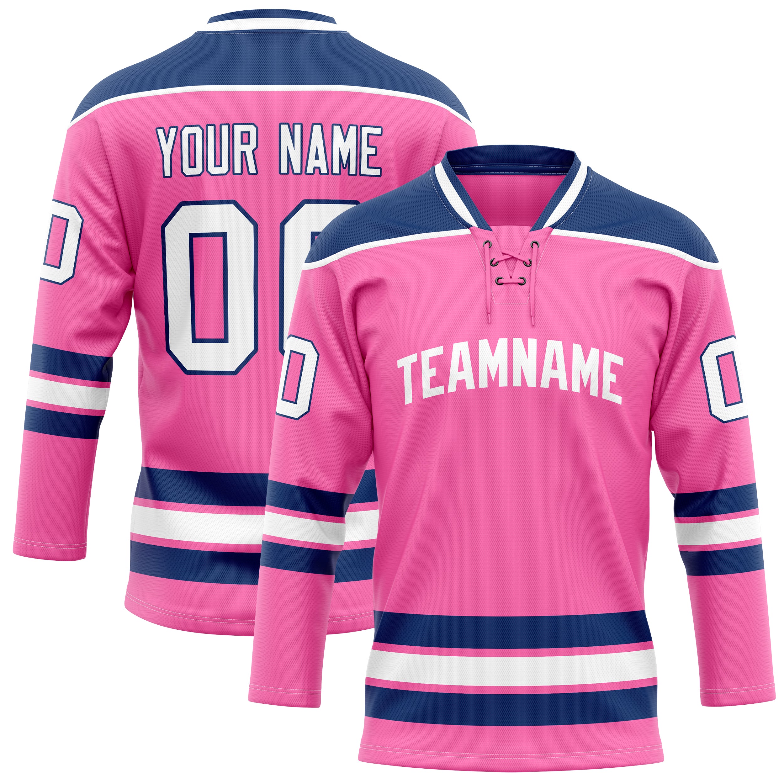 Maillot de hockey personnalisé rose et marine uni