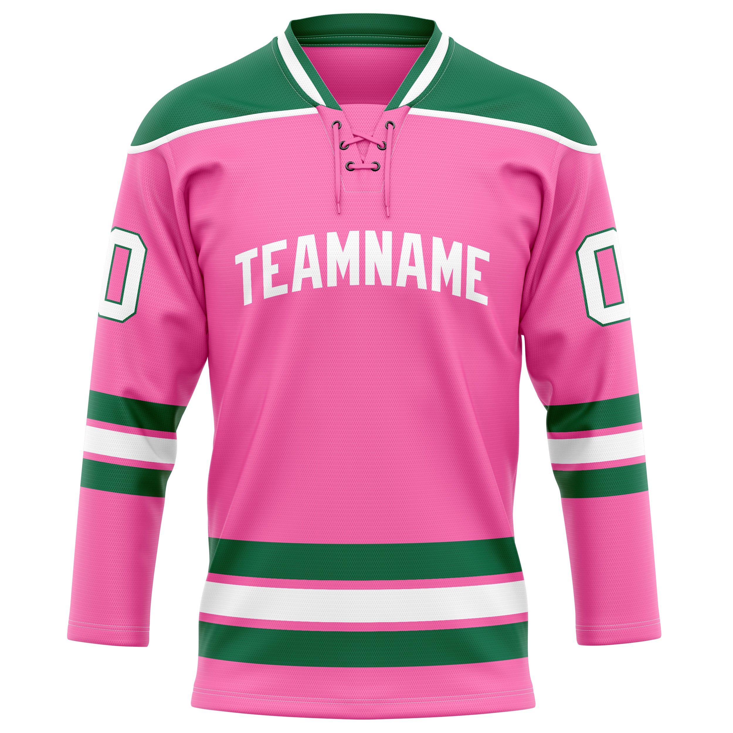 Maillot de hockey personnalisé rose et vert Kelly uni