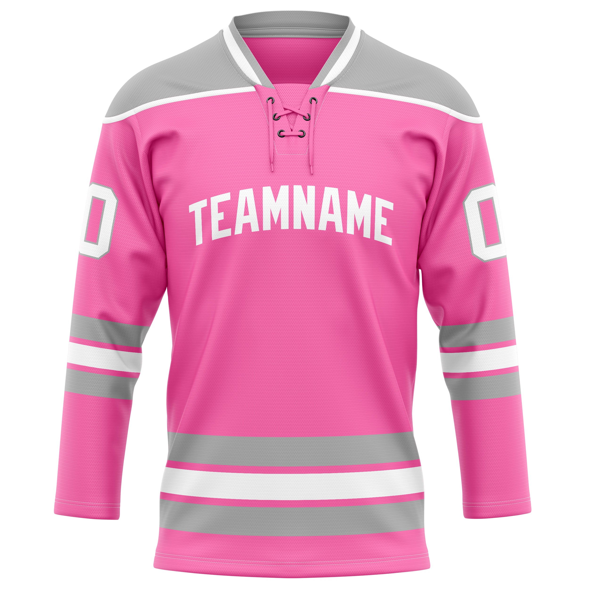 Maillot de hockey personnalisé rose et gris uni