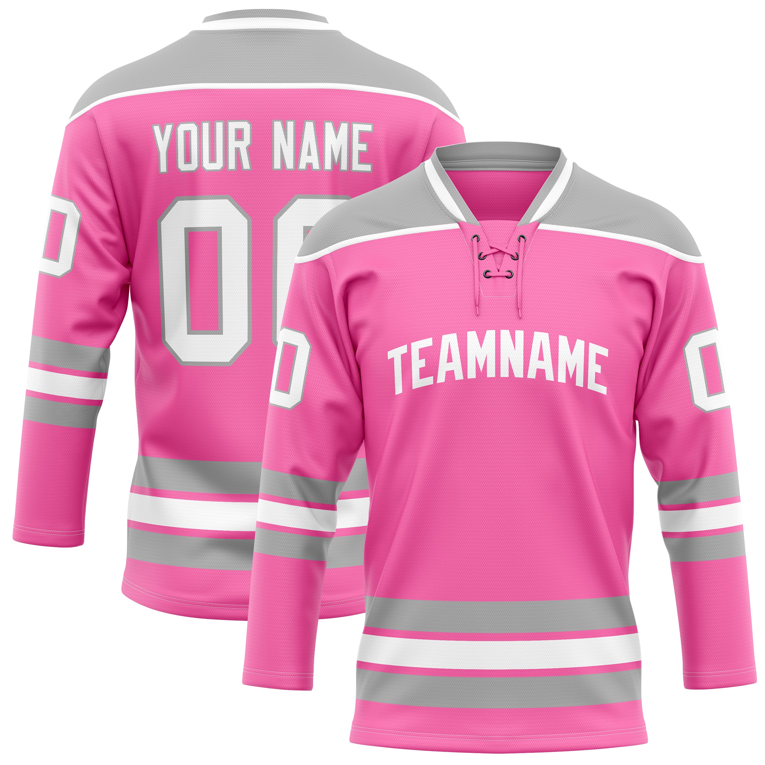 Maillot de hockey personnalisé rose et gris uni
