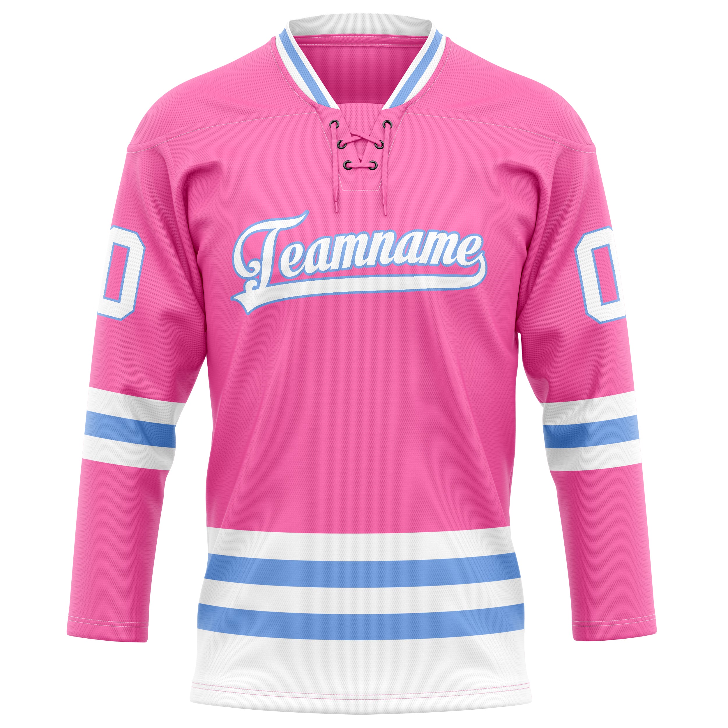 Maillot de hockey personnalisé rose et bleu clair uni