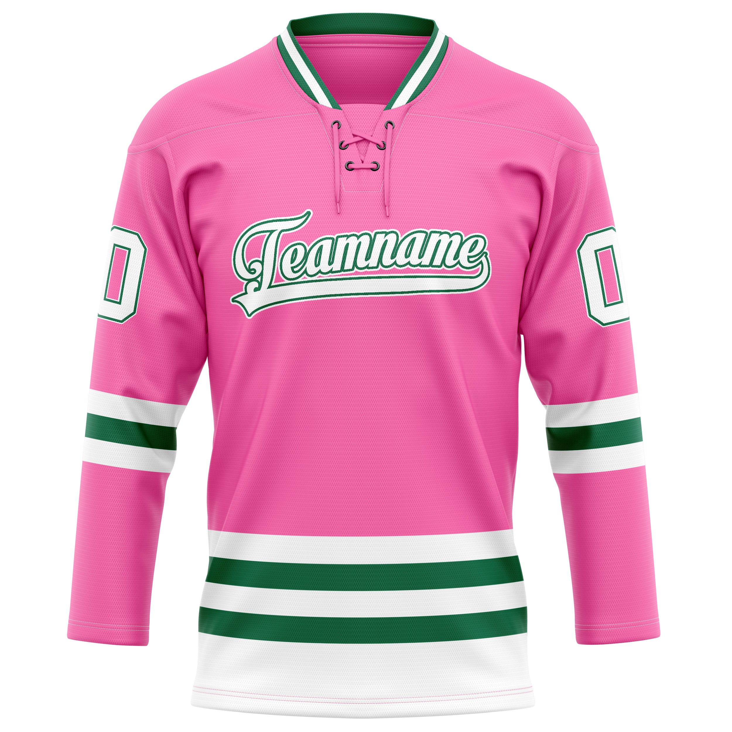 Maillot de hockey personnalisé rose et vert Kelly uni