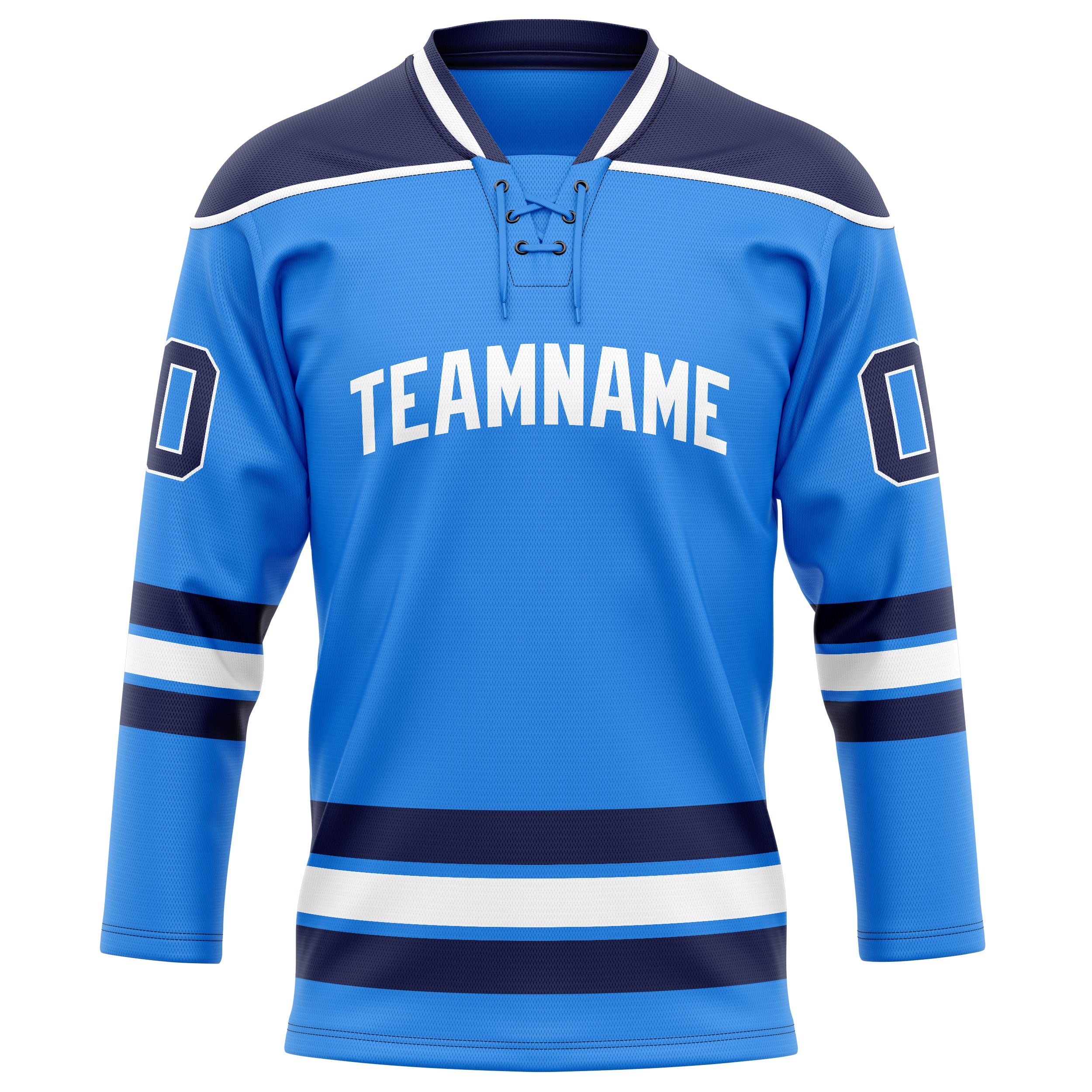 Maillot de hockey personnalisé bleu poudre et noir uni