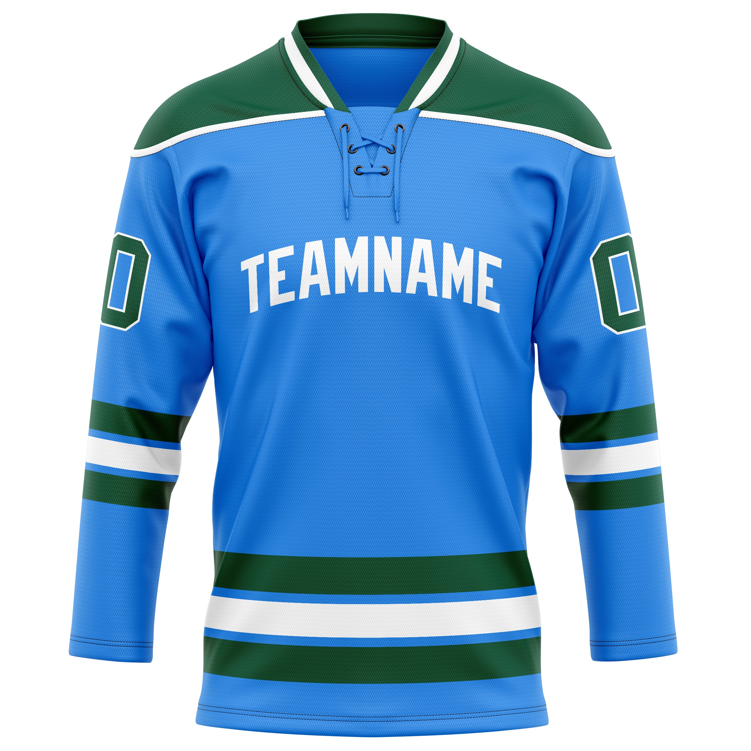 Maillot de hockey personnalisé bleu poudre et vert Kelly uni