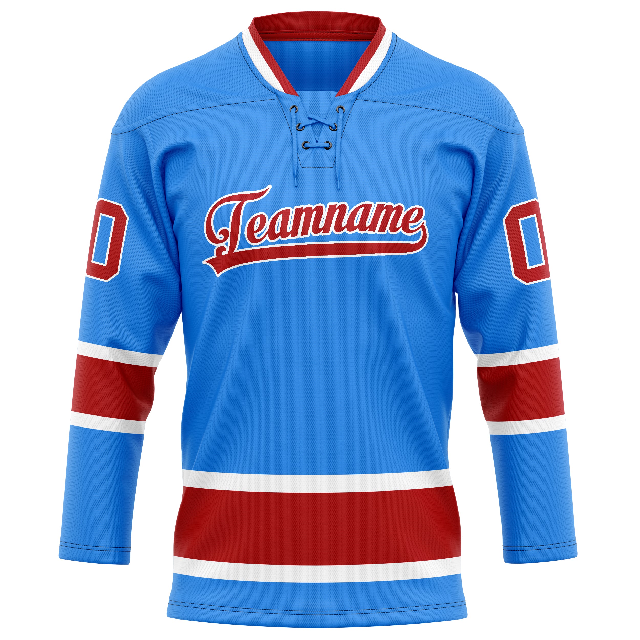 Maillot de hockey personnalisé bleu poudré et bordeaux uni