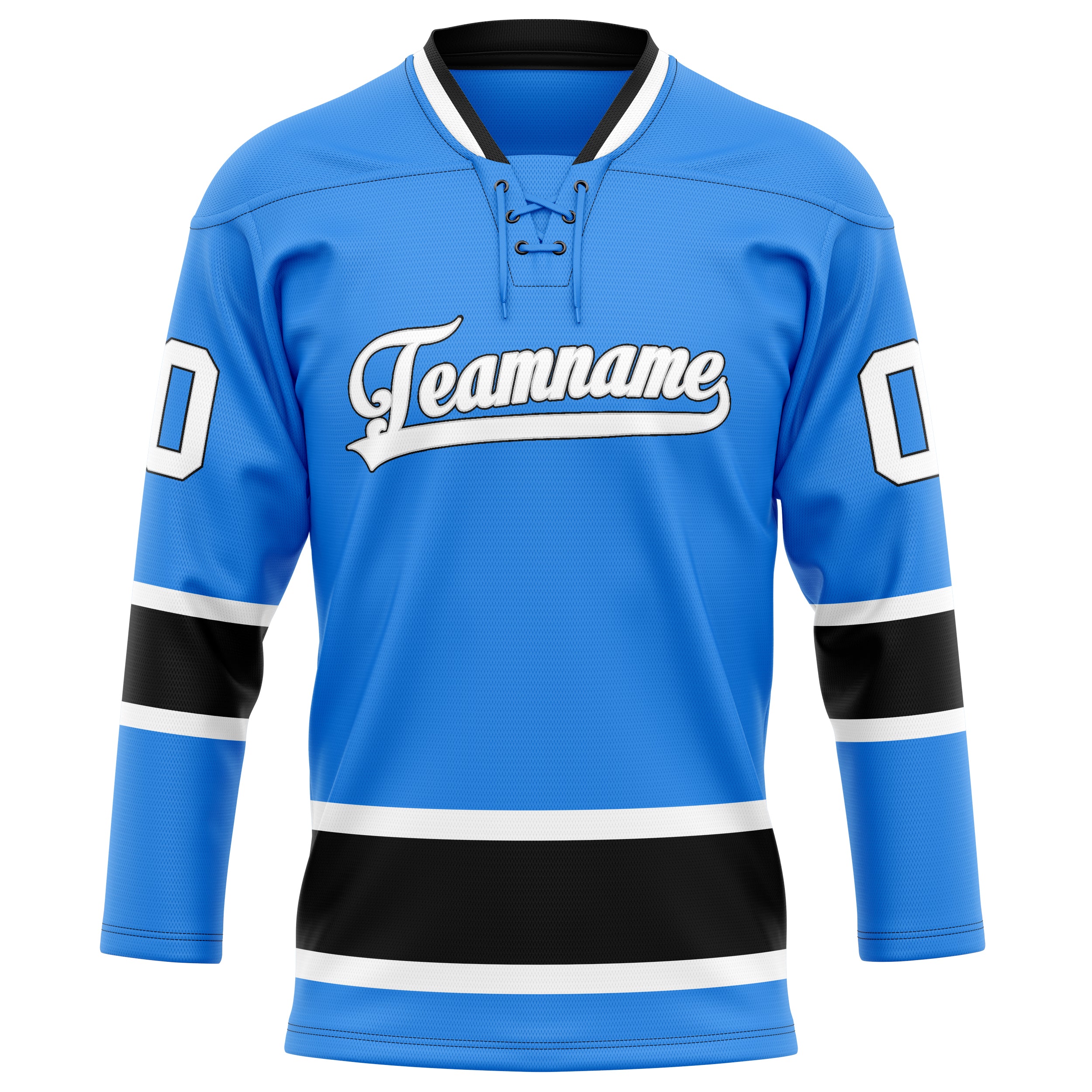 Maillot de hockey personnalisé bleu poudre et noir uni