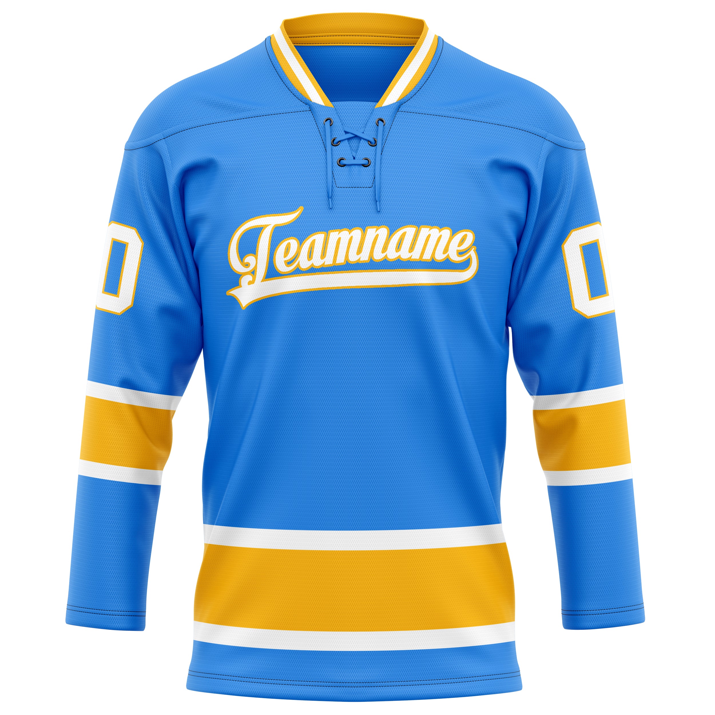 Maillot de hockey personnalisé bleu poudré et or uni