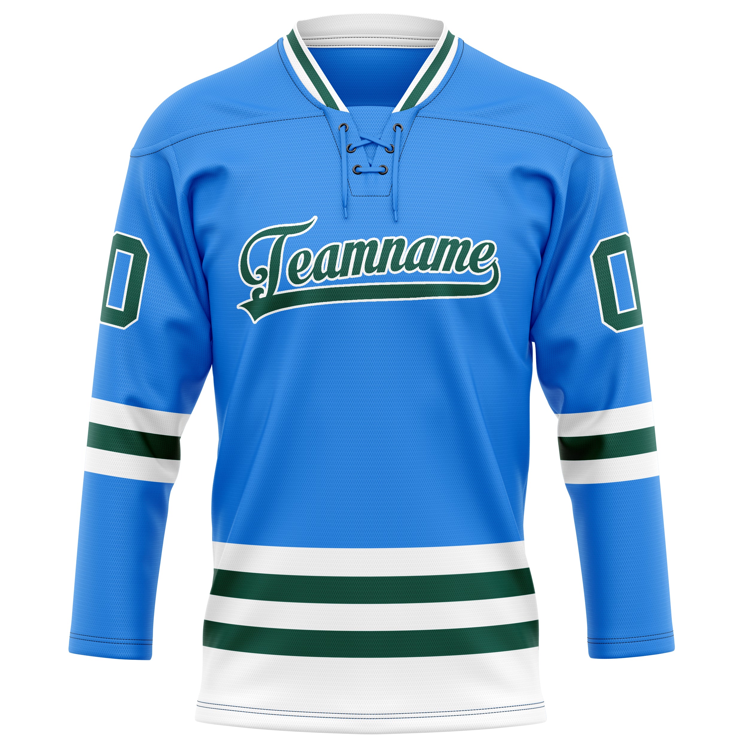 Maillot de hockey personnalisé bleu poudre et vert Kelly uni