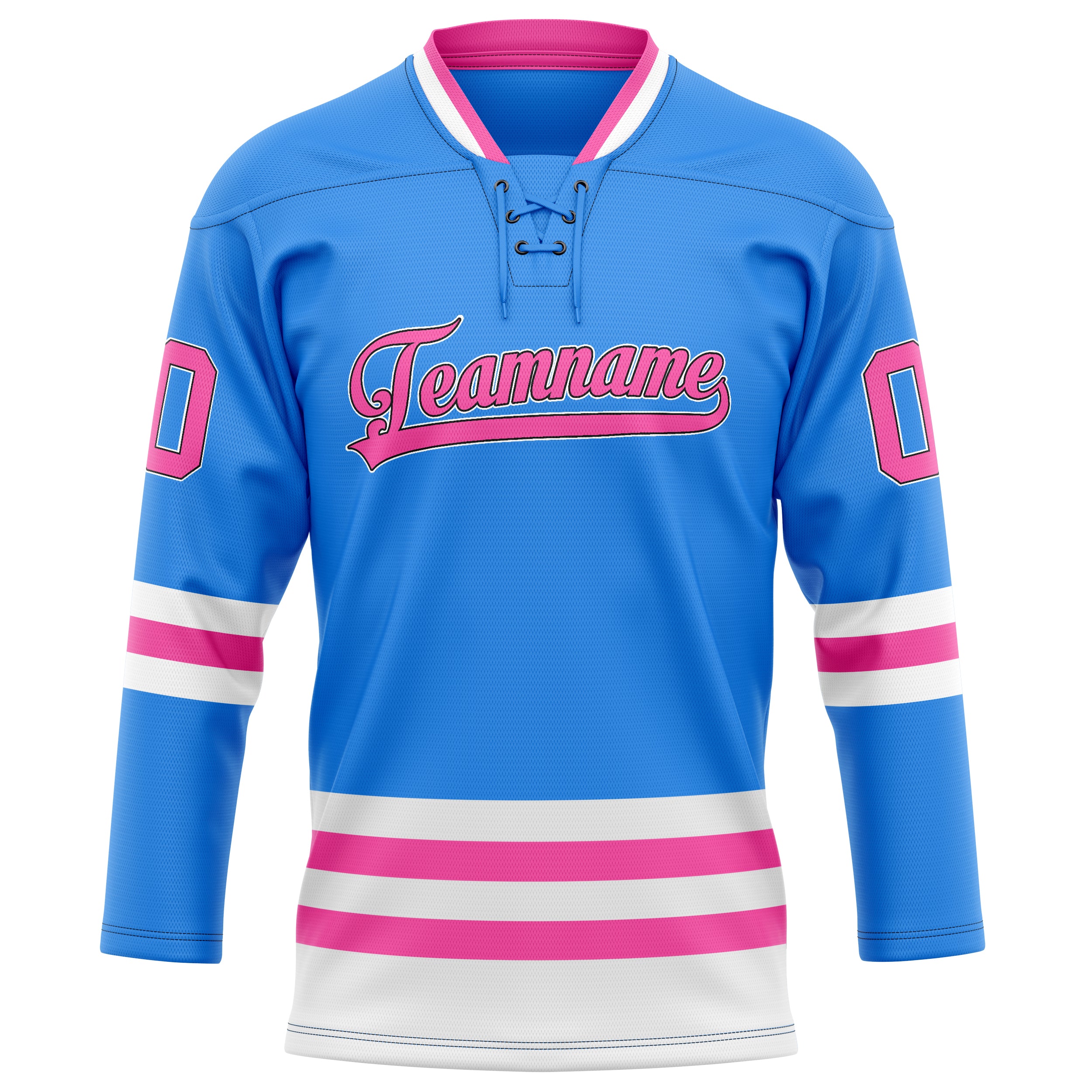 Maillot de hockey personnalisé bleu poudré et rose uni