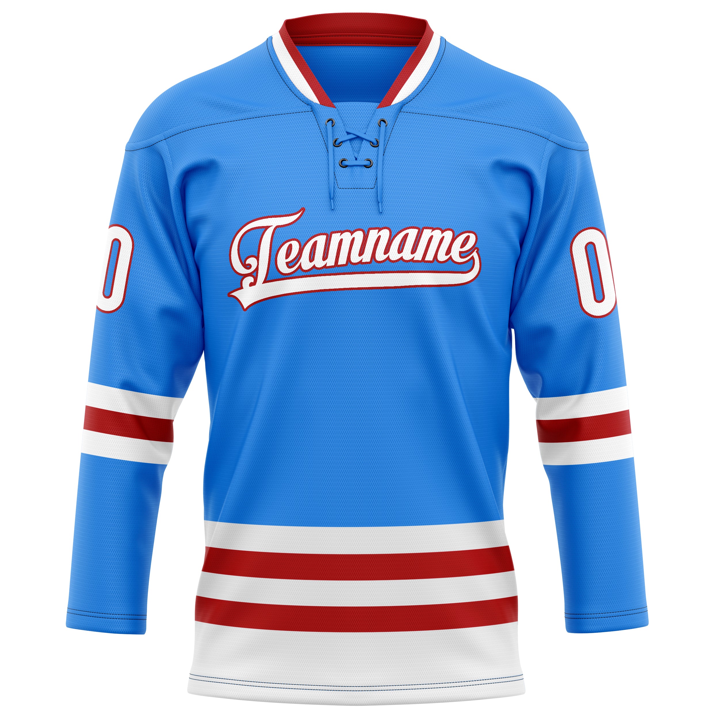 Maillot de hockey personnalisé bleu poudré et bordeaux uni