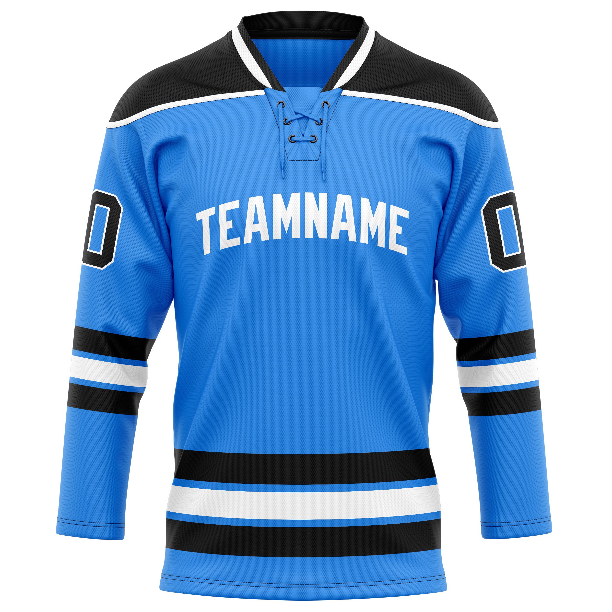 Maillot de hockey personnalisé bleu poudre et noir uni