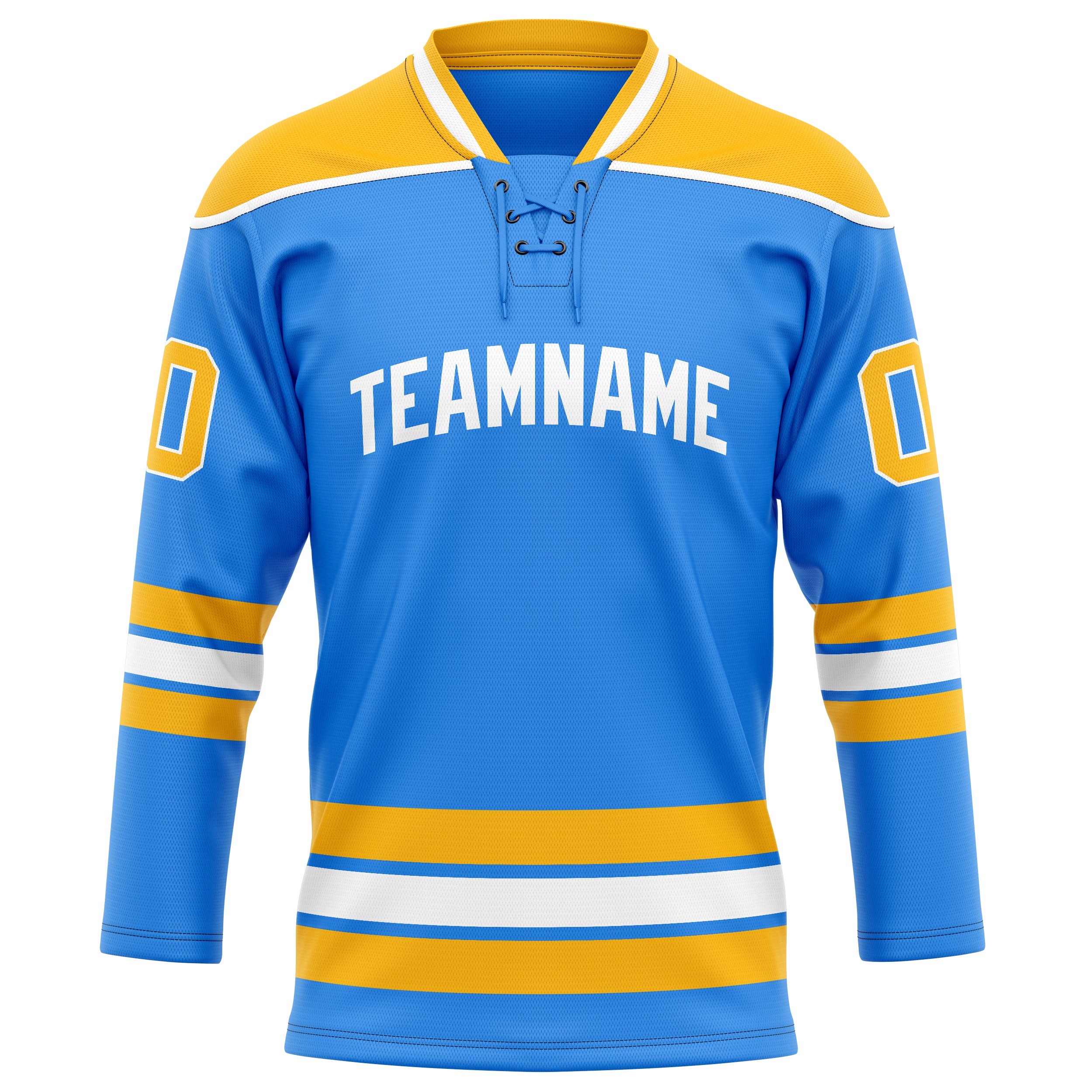 Maillot de hockey personnalisé bleu poudré et or uni