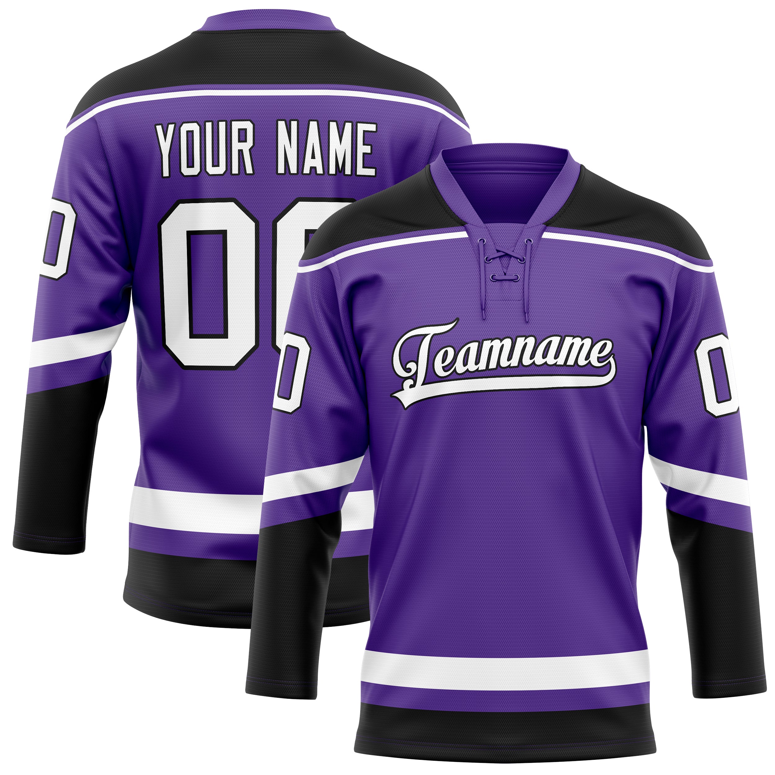 Maillot de hockey personnalisé violet et noir uni
