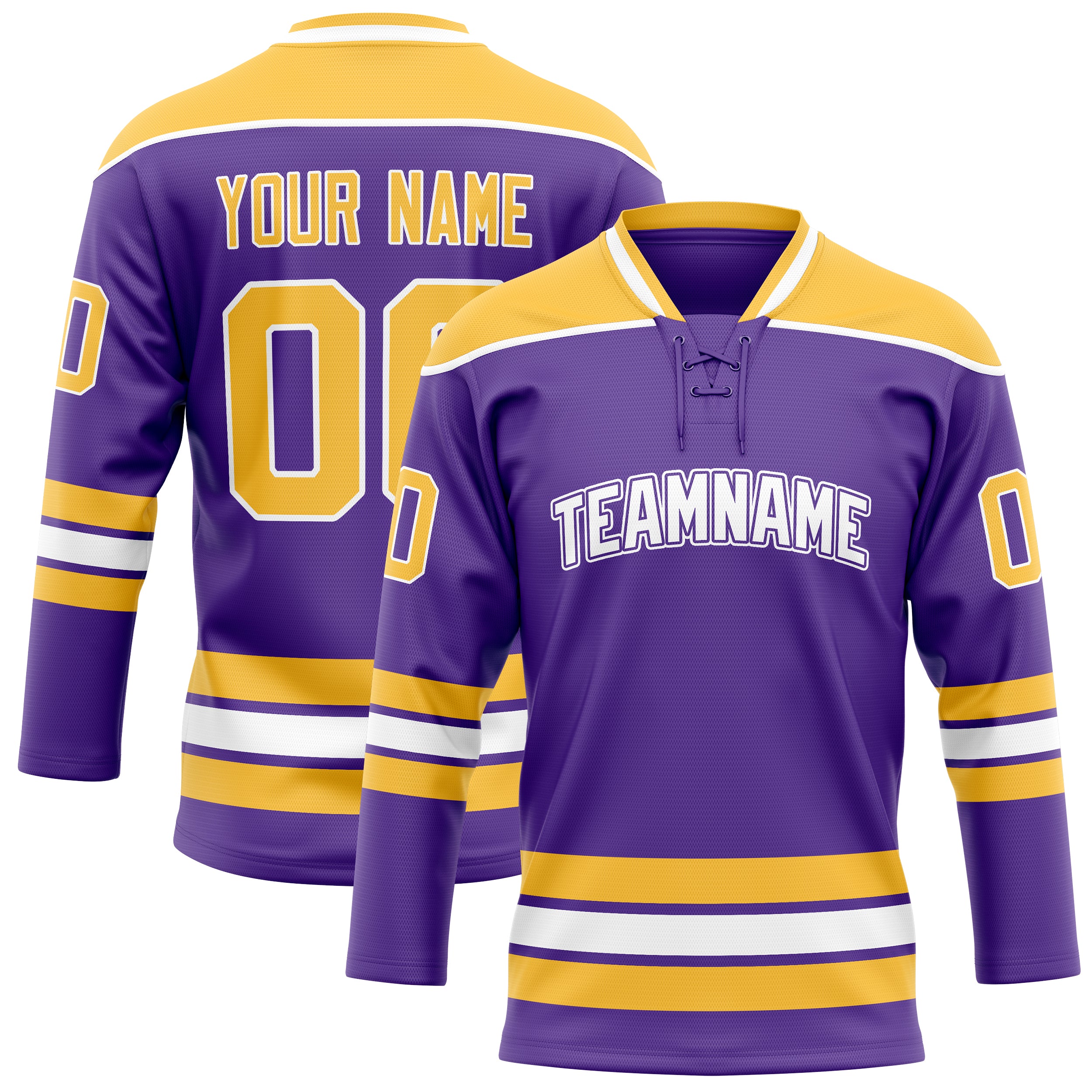 Maillot de hockey personnalisé violet et or uni
