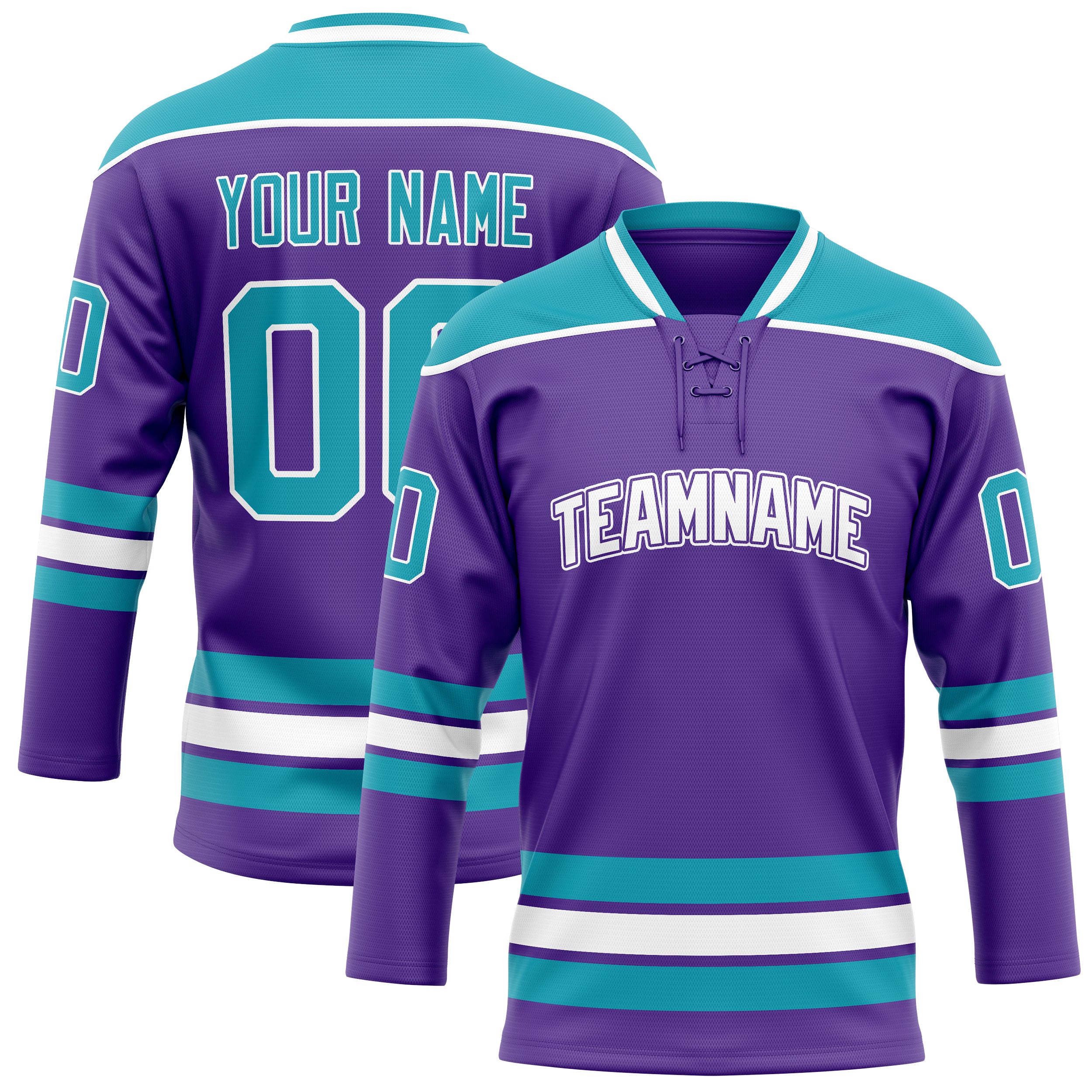 Maillot de hockey personnalisé violet turquoise uni