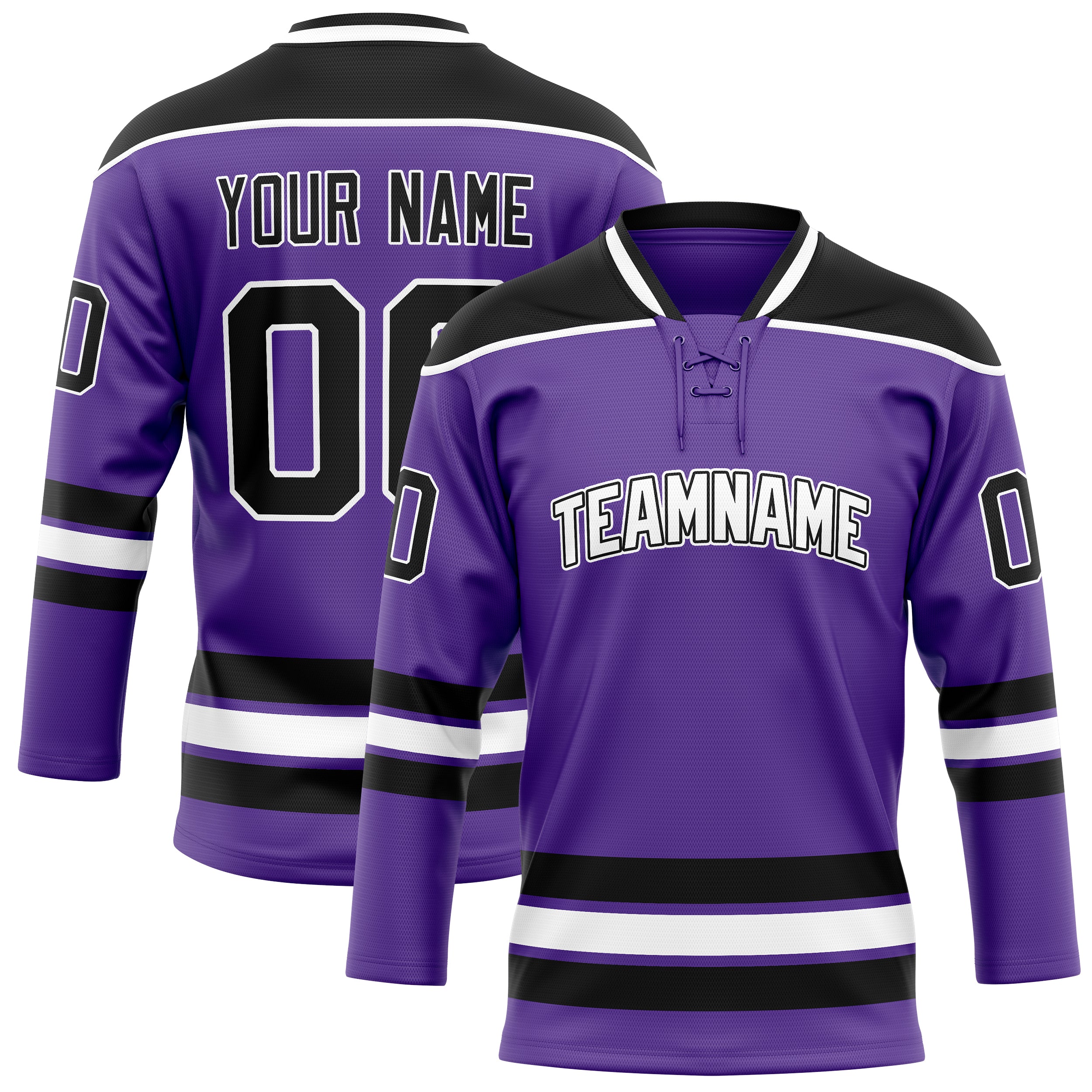 Maillot de hockey personnalisé violet et noir uni