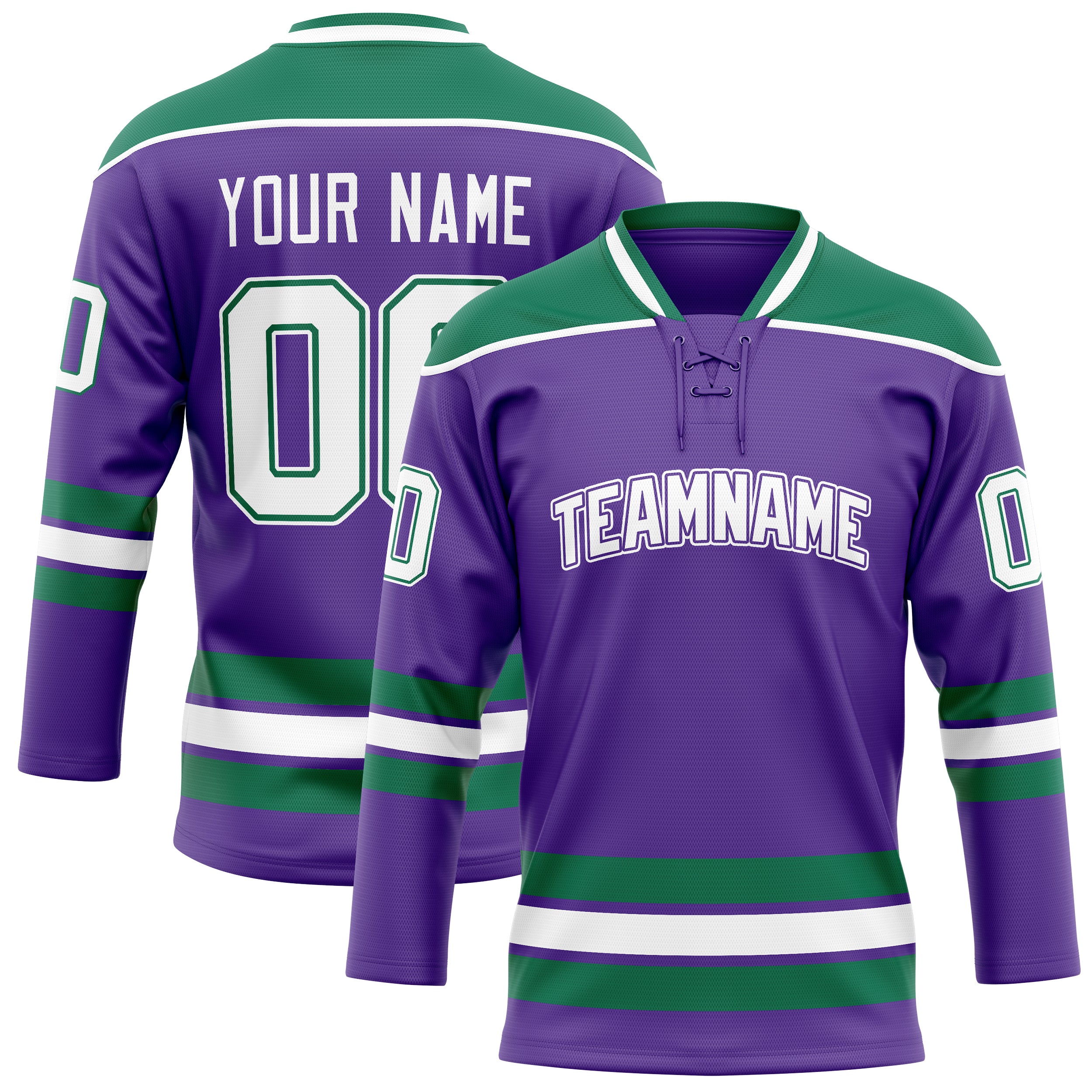 Maillot de hockey personnalisé violet et vert Kelly uni