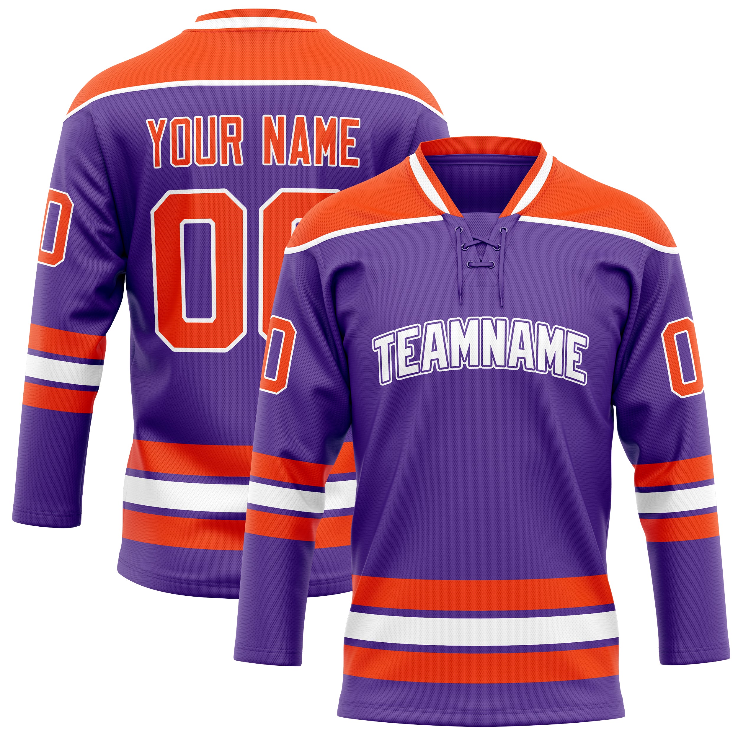 Maillot de hockey personnalisé violet-orange uni