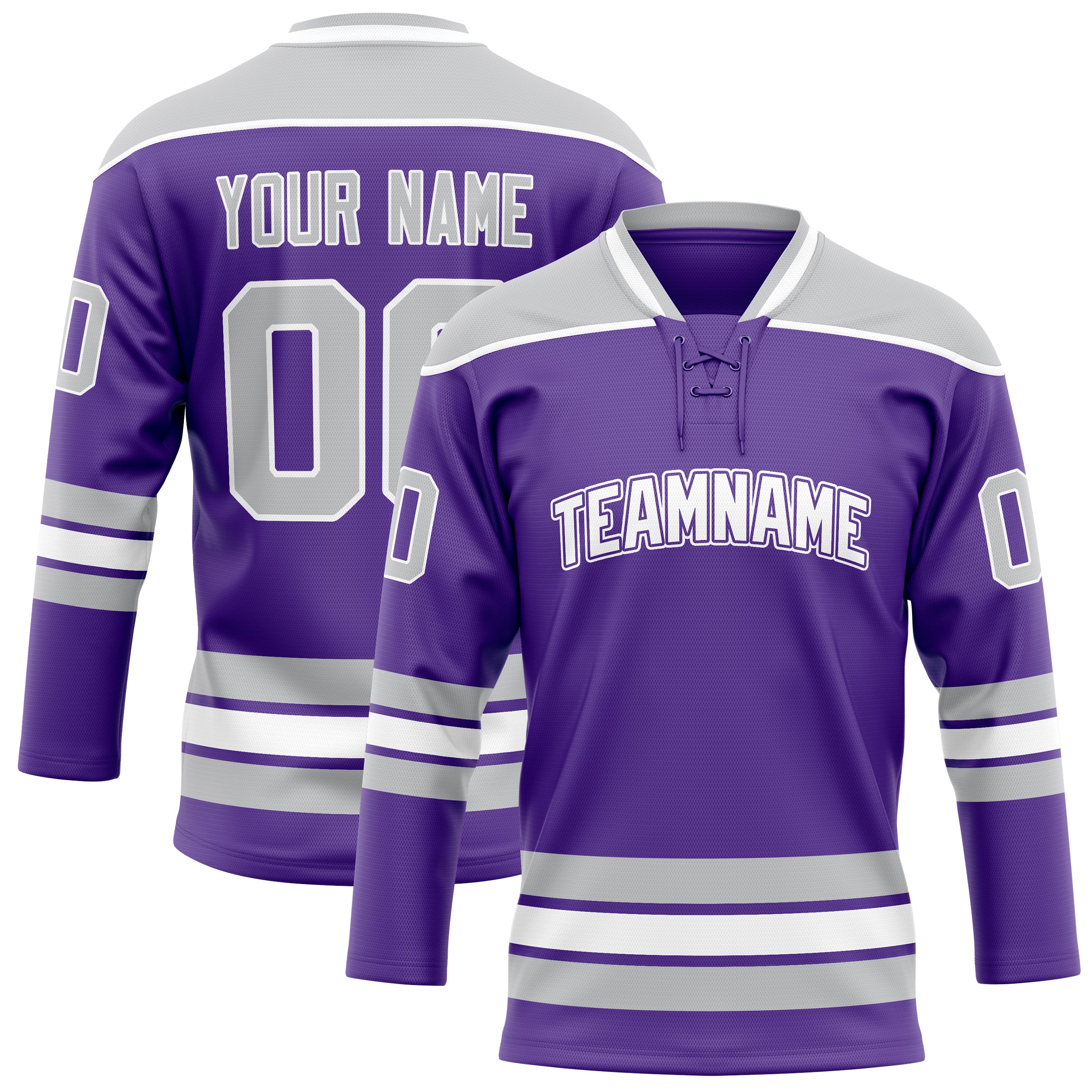 Maillot de hockey personnalisé violet et gris uni