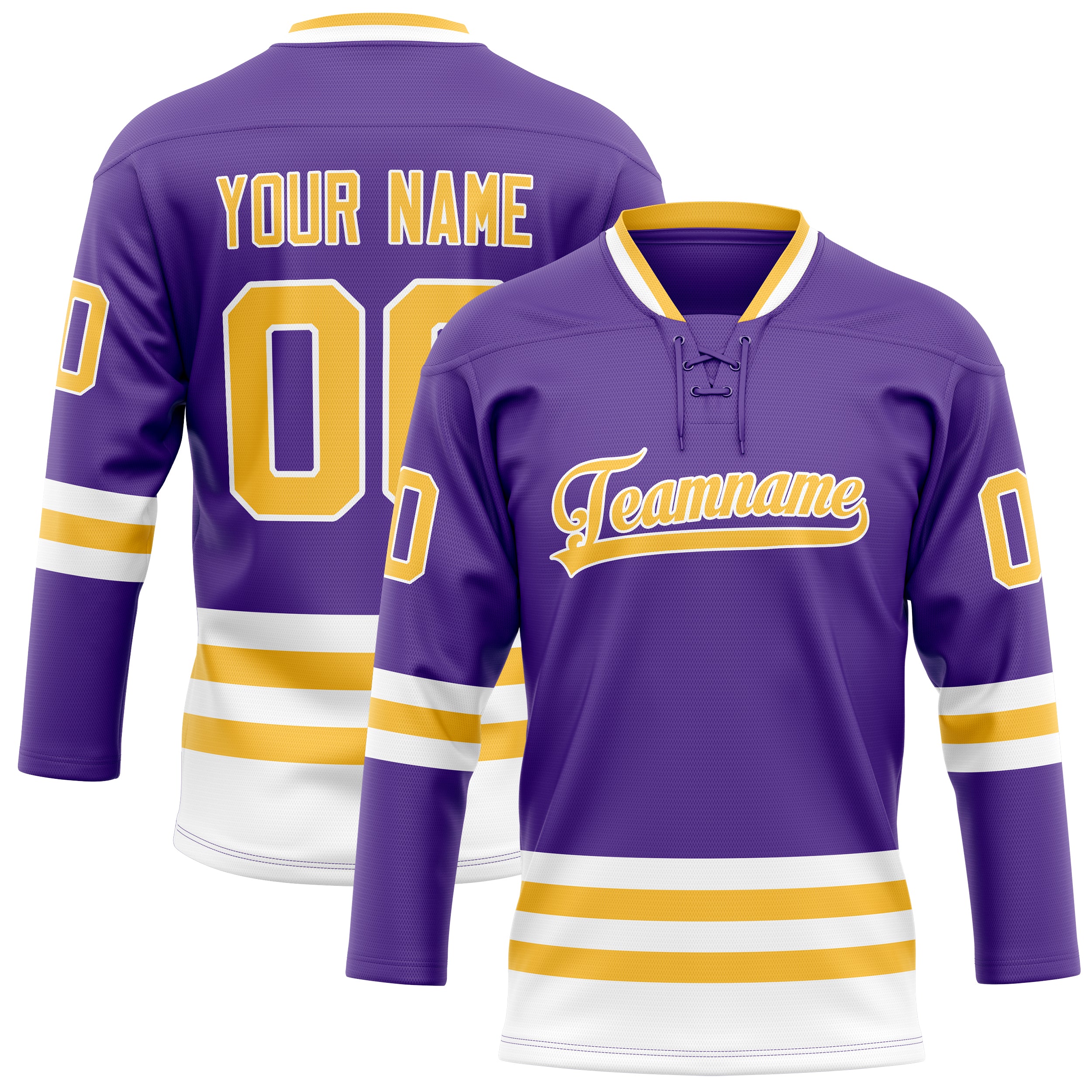 Maillot de hockey personnalisé violet et or uni