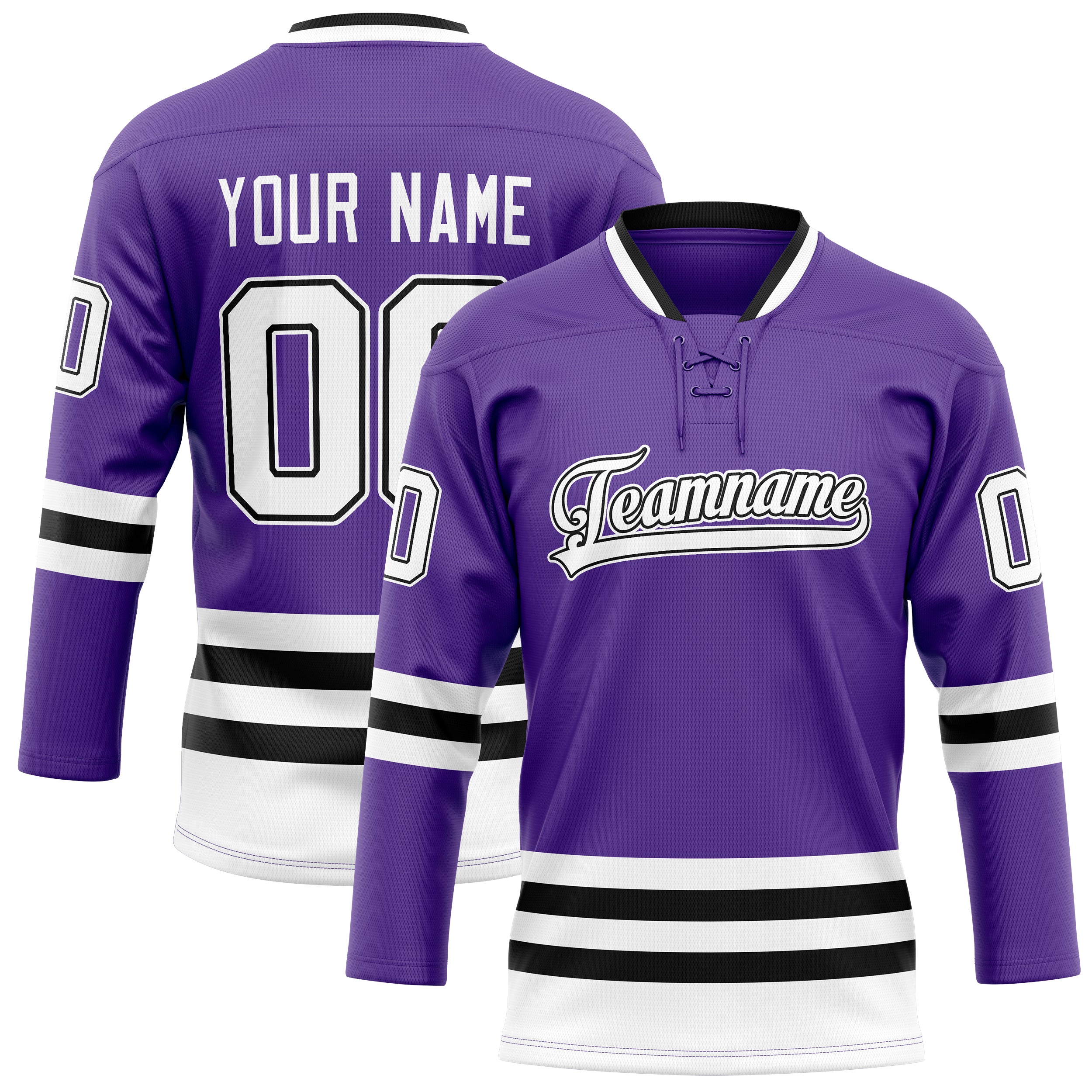 Maillot de hockey personnalisé violet et noir uni
