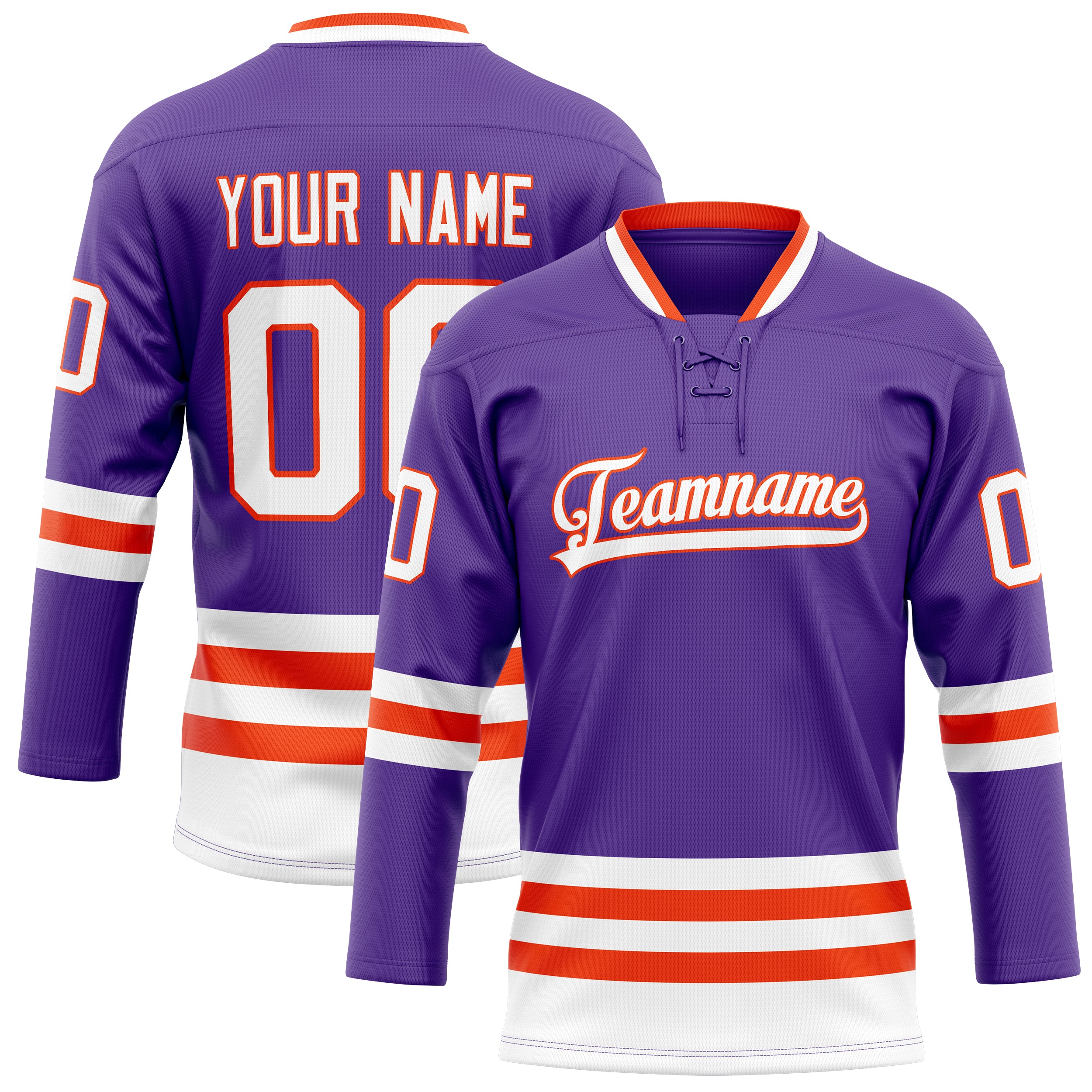 Maillot de hockey personnalisé violet-orange uni