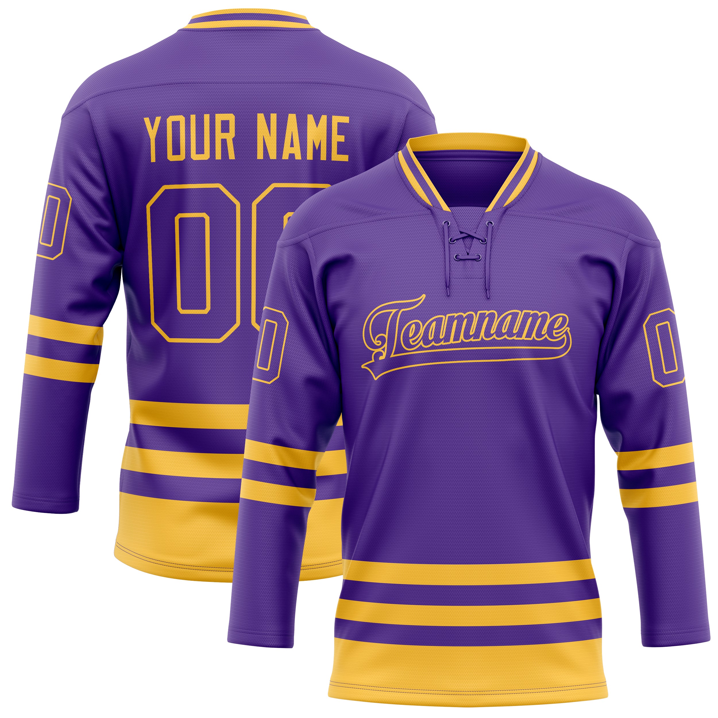Maillot de hockey personnalisé violet et or uni