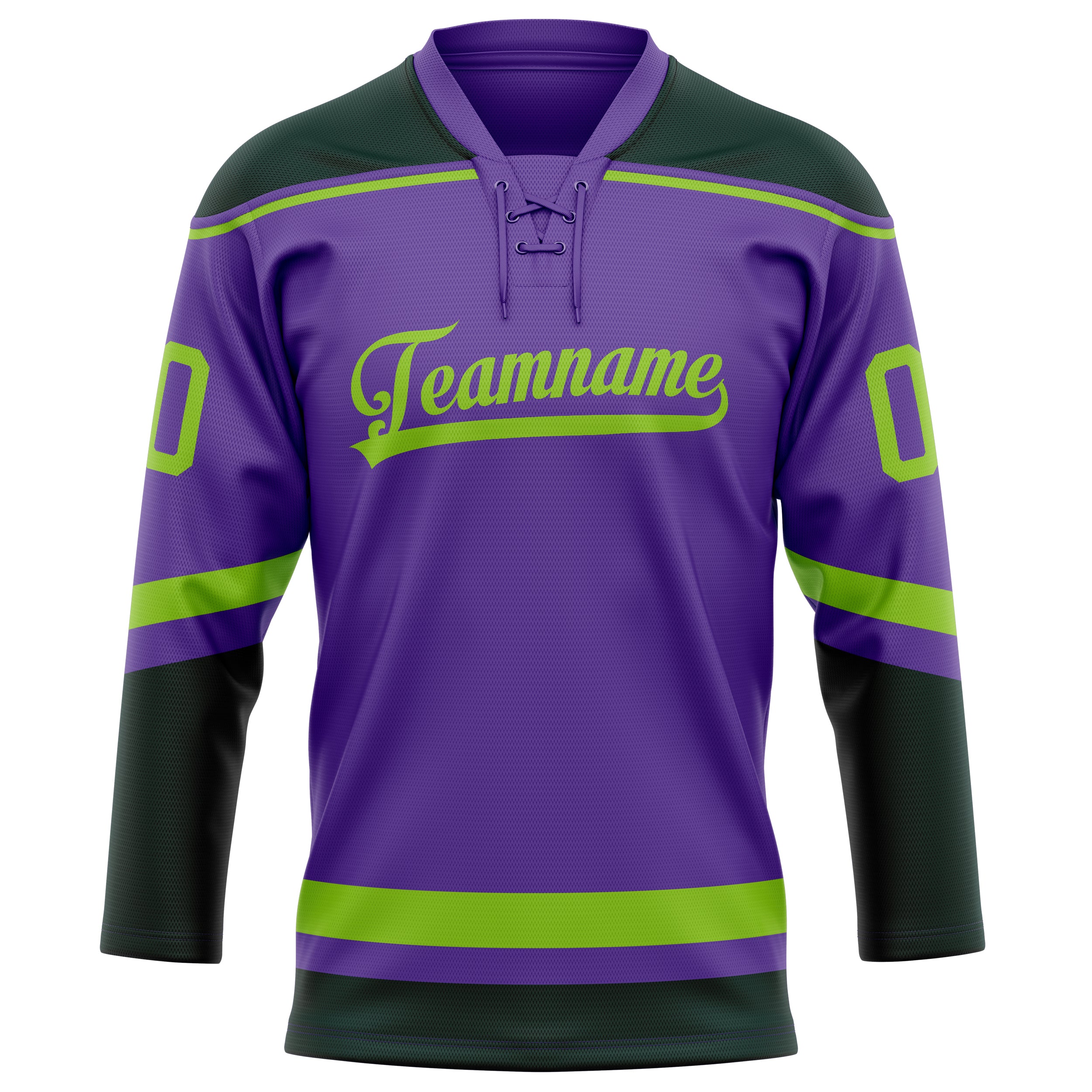 Maillot de hockey personnalisé violet néon vert uni